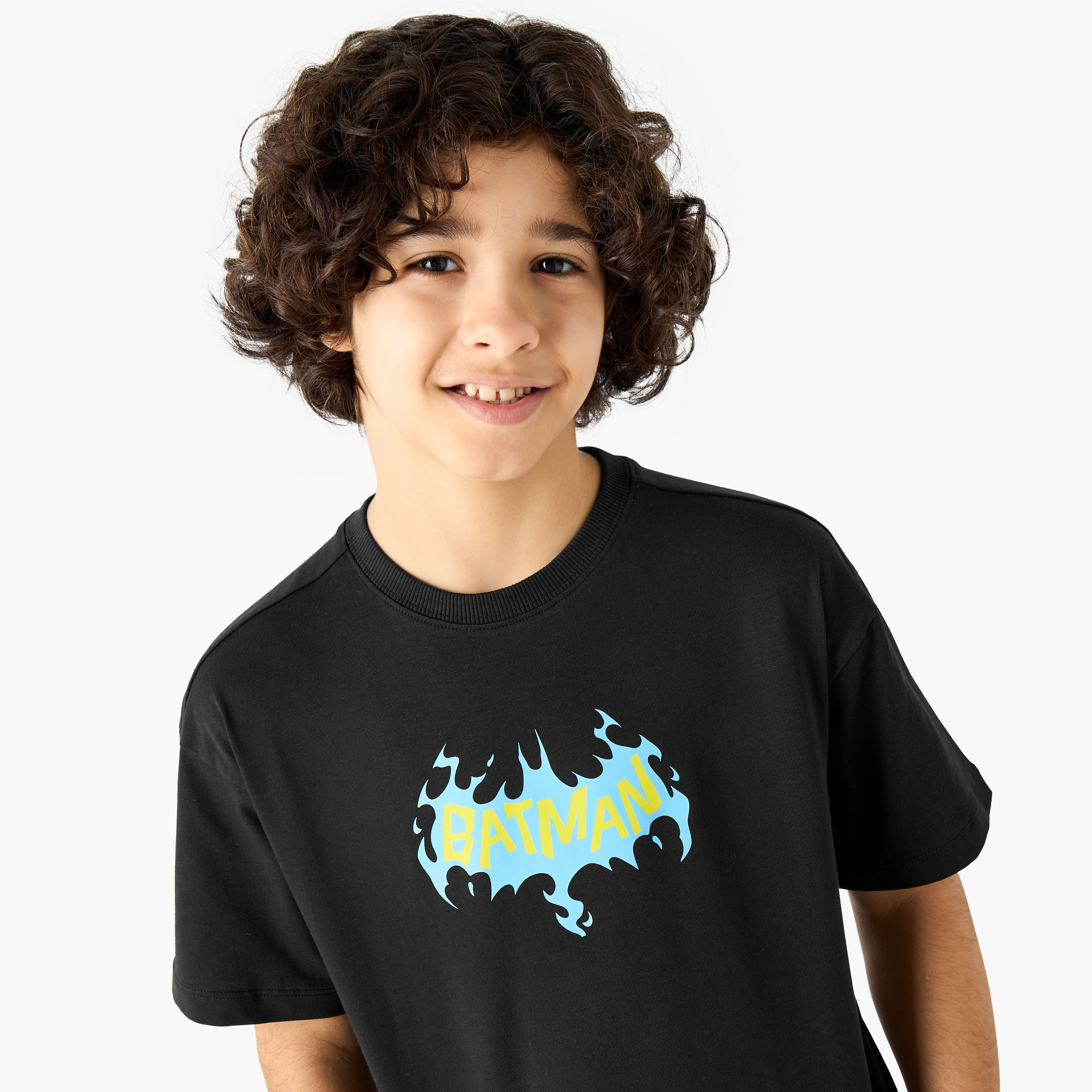 Crew Neck Short Sleeves T-shirt with Batman Print-boys-clothing-tshirtsandpolos-image-4