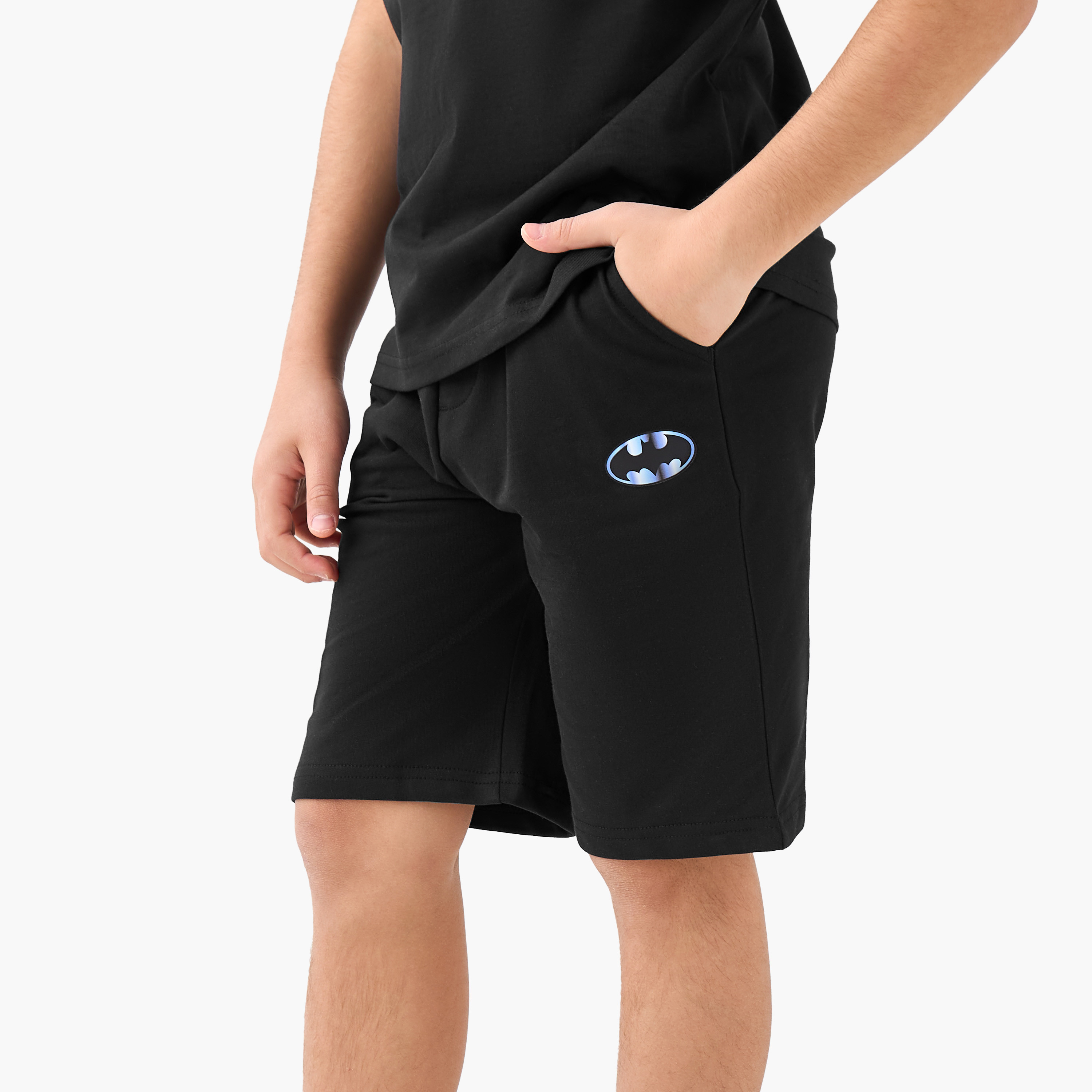 Crew Neck Short Sleeves T-shirt and Shorts Set with Batman Print-boys-clothing-setsandcoords-image-3