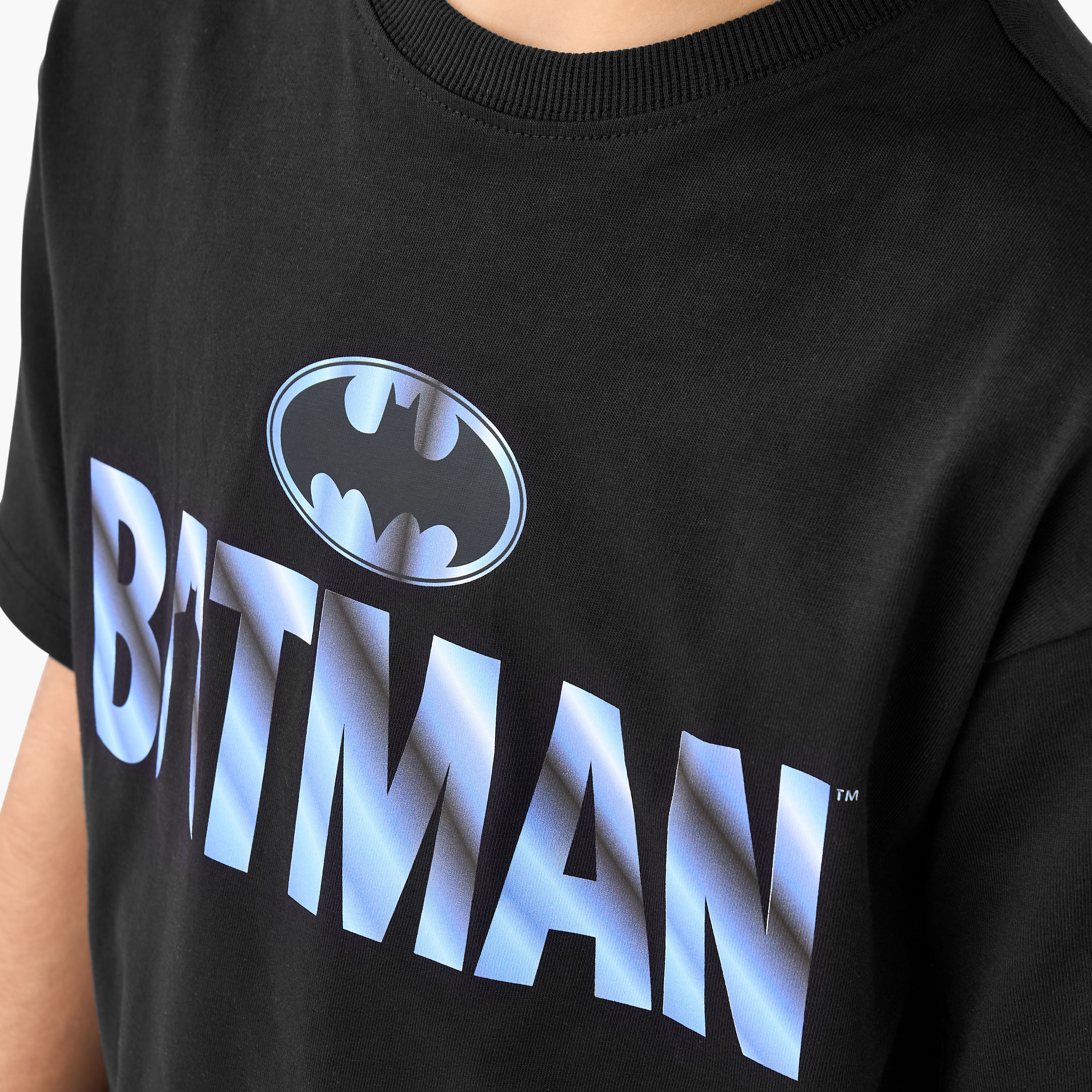 Crew Neck Short Sleeves T-shirt and Shorts Set with Batman Print-boys-clothing-setsandcoords-image-6
