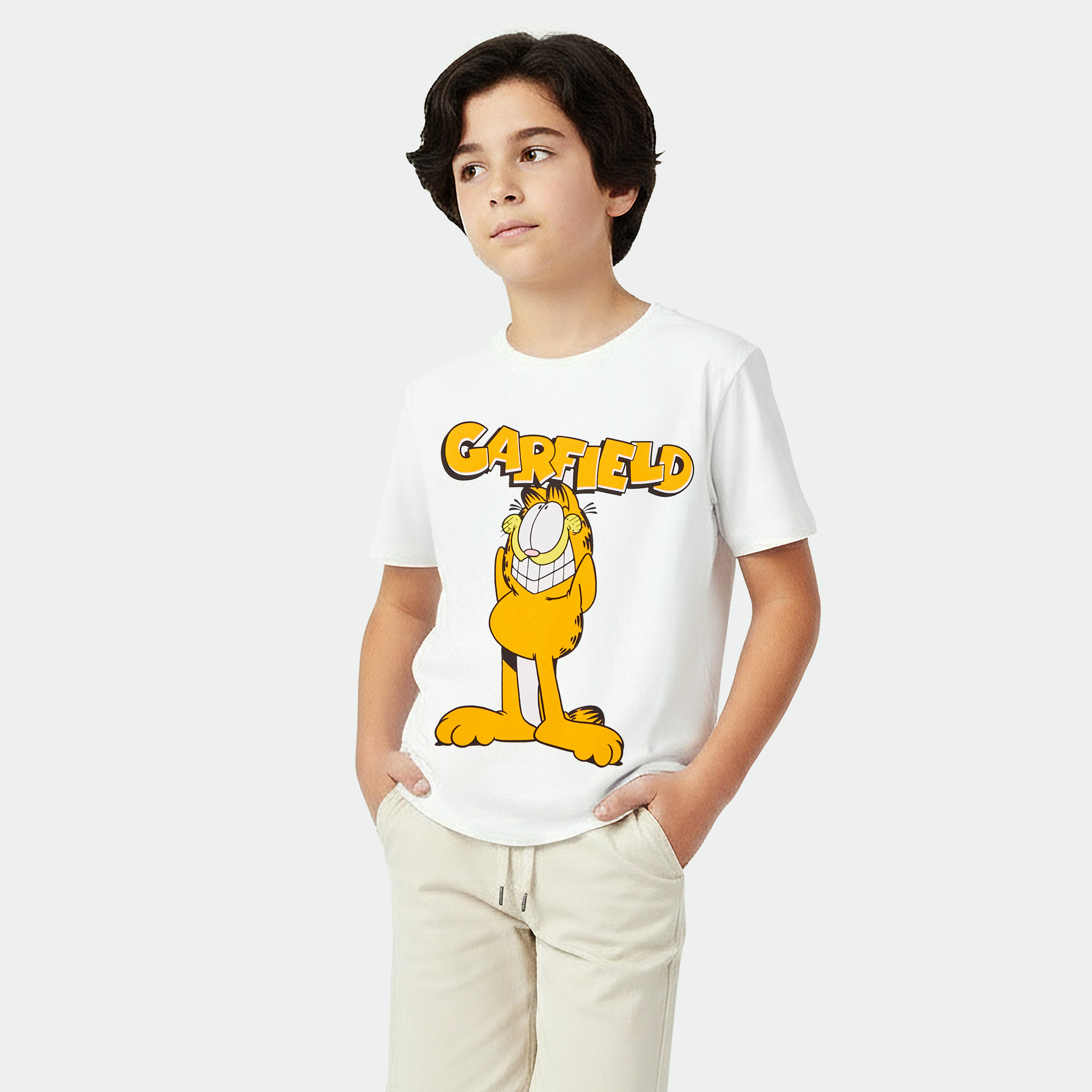 Crew Neck Short Sleeves T-shirt with Garfield Print-boys-clothing-tshirtsandpolos-image-1