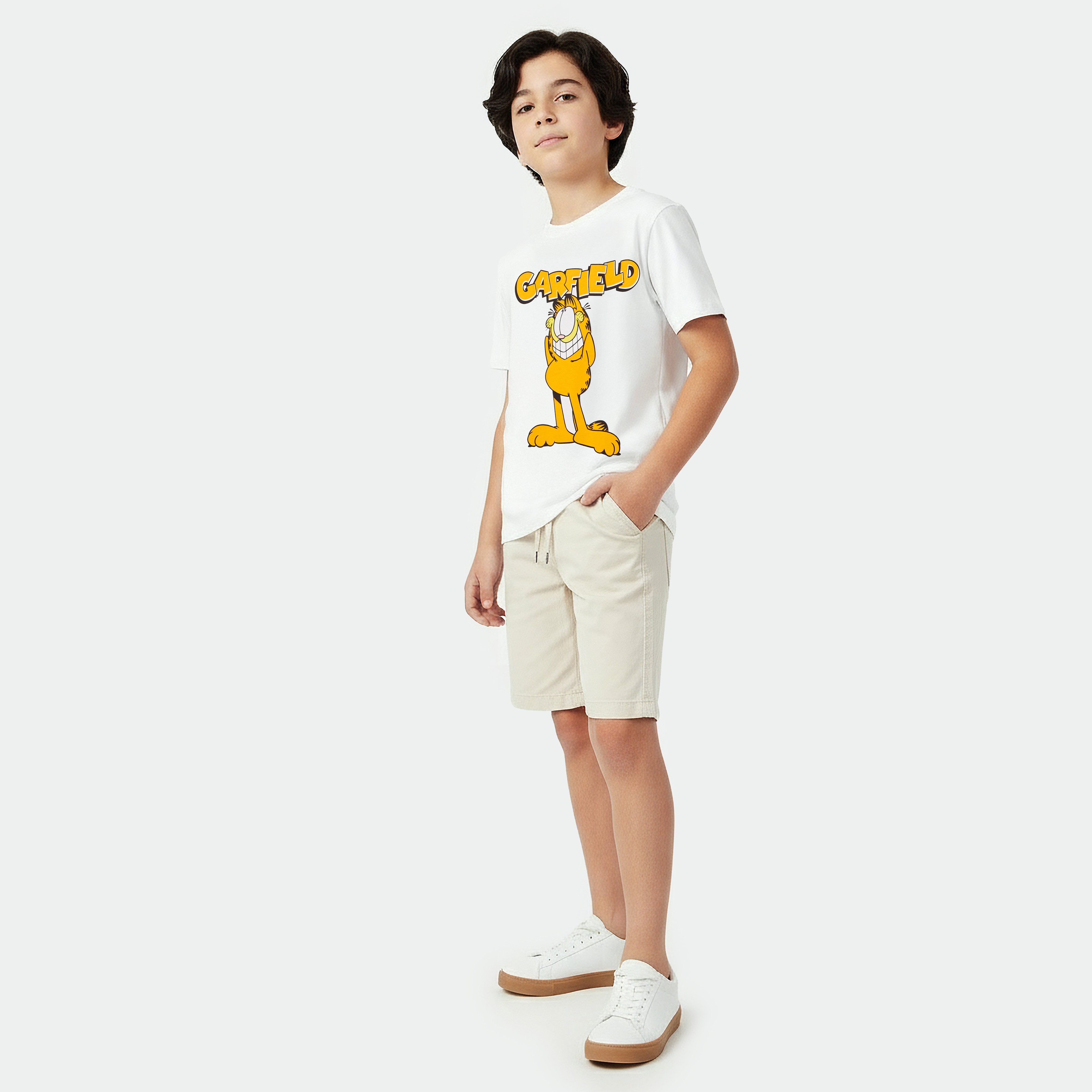 Crew Neck Short Sleeves T-shirt with Garfield Print-boys-clothing-tshirtsandpolos-image-2
