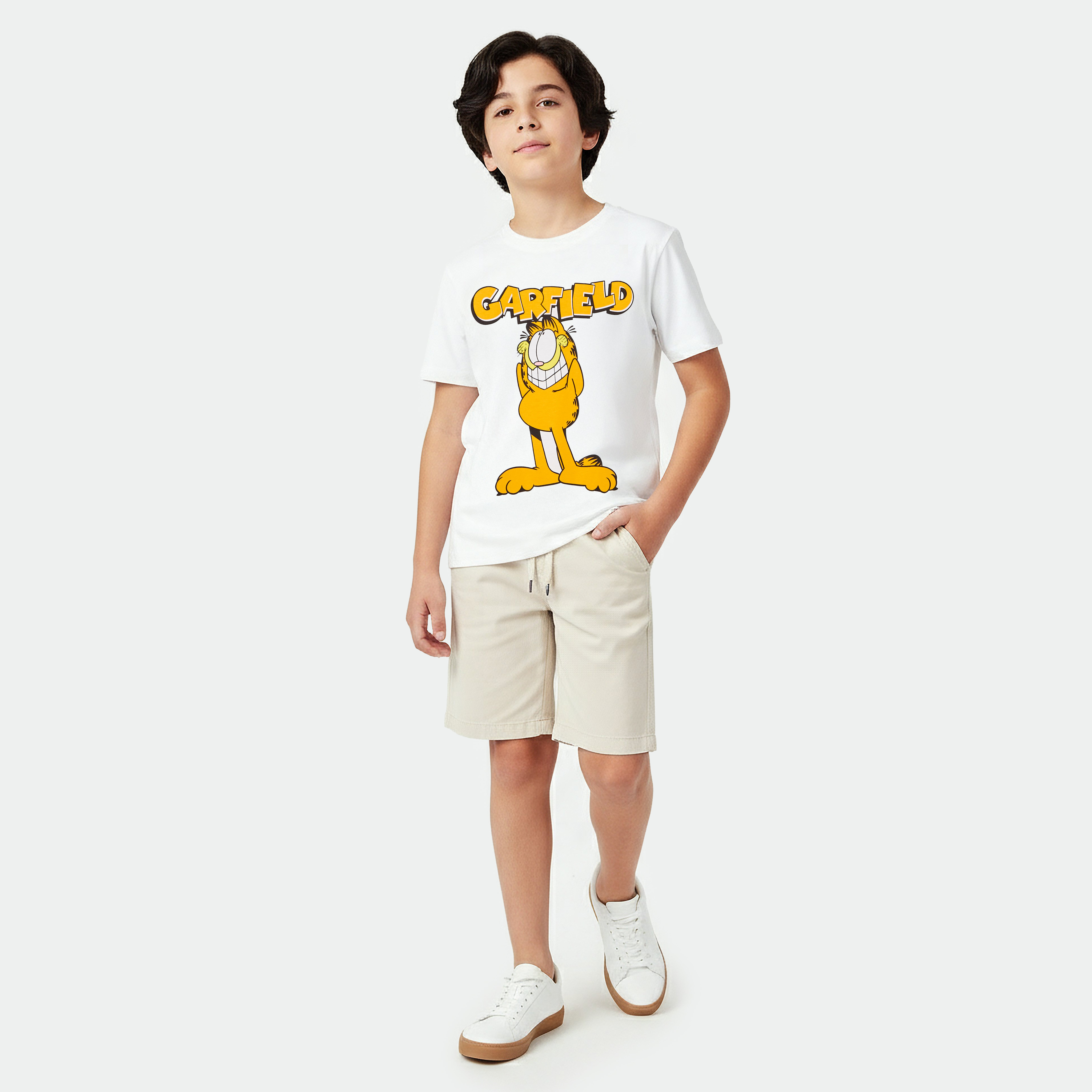 Crew Neck Short Sleeves T-shirt with Garfield Print-boys-clothing-tshirtsandpolos-image-5