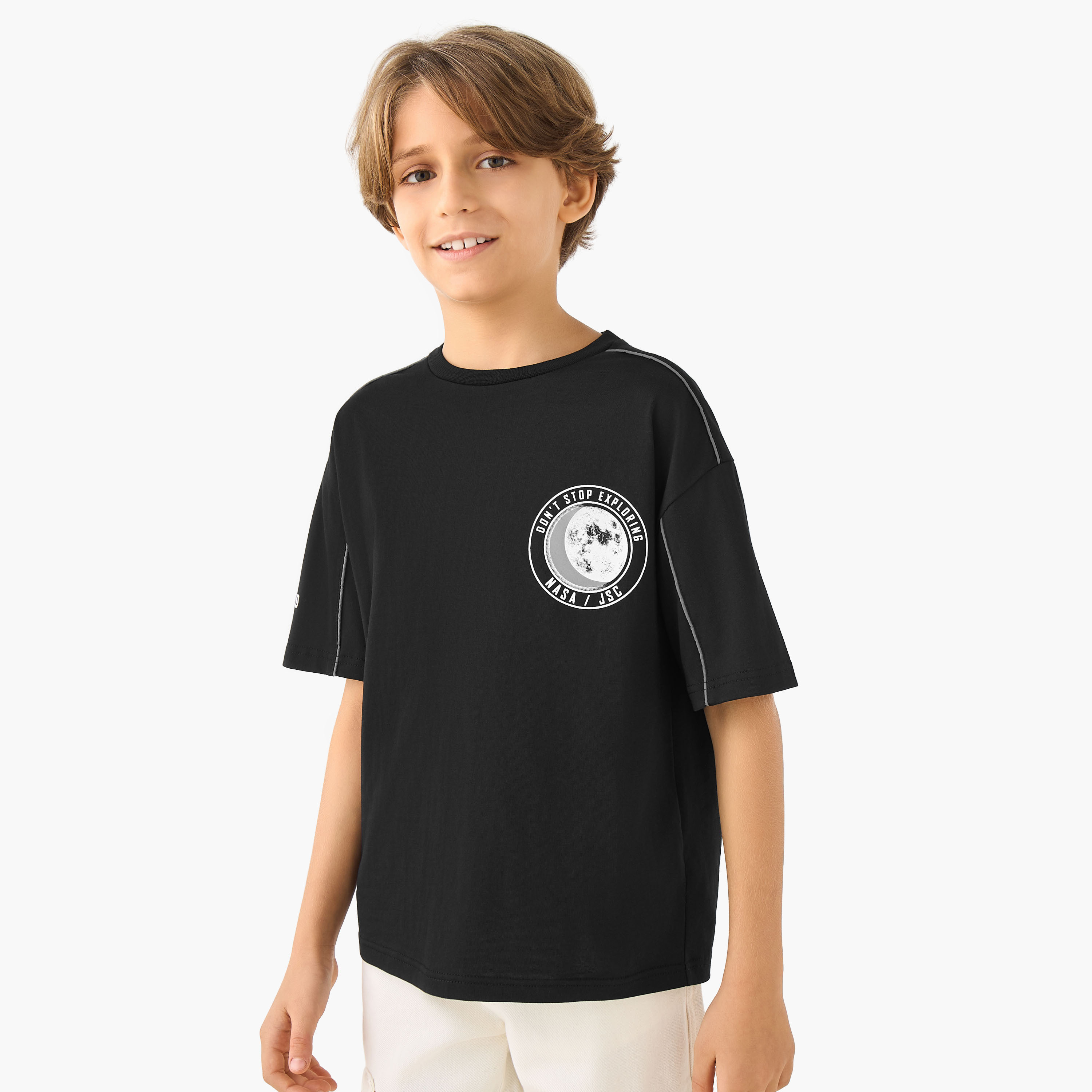 NASA Crew Neck Short Sleeves T-shirt with Graphic Print-boys-clothing-tshirtsandpolos-image-3