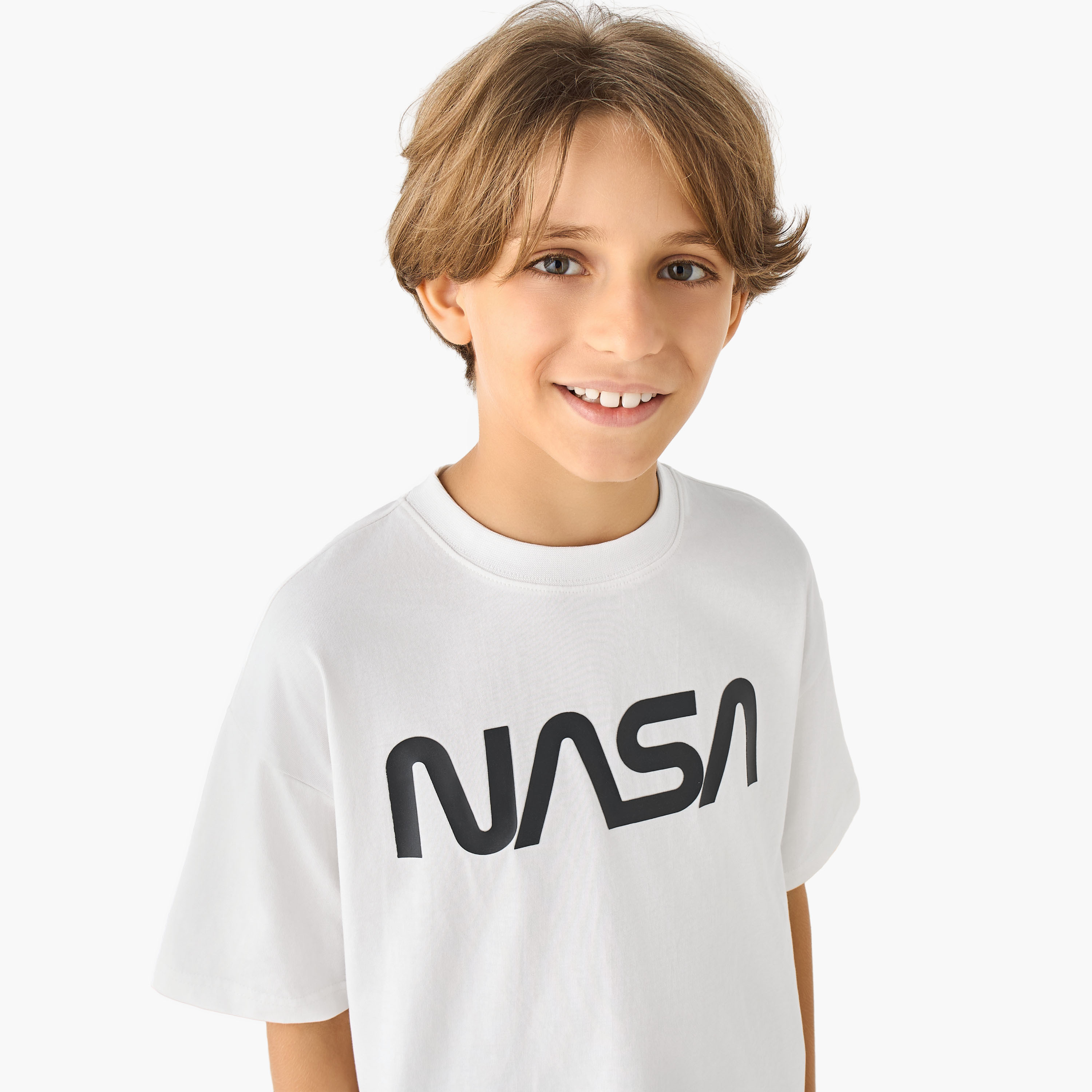 NASA Crew Neck Short Sleeves T-shirt with Typographic Print-boys-clothing-tshirtsandpolos-image-4