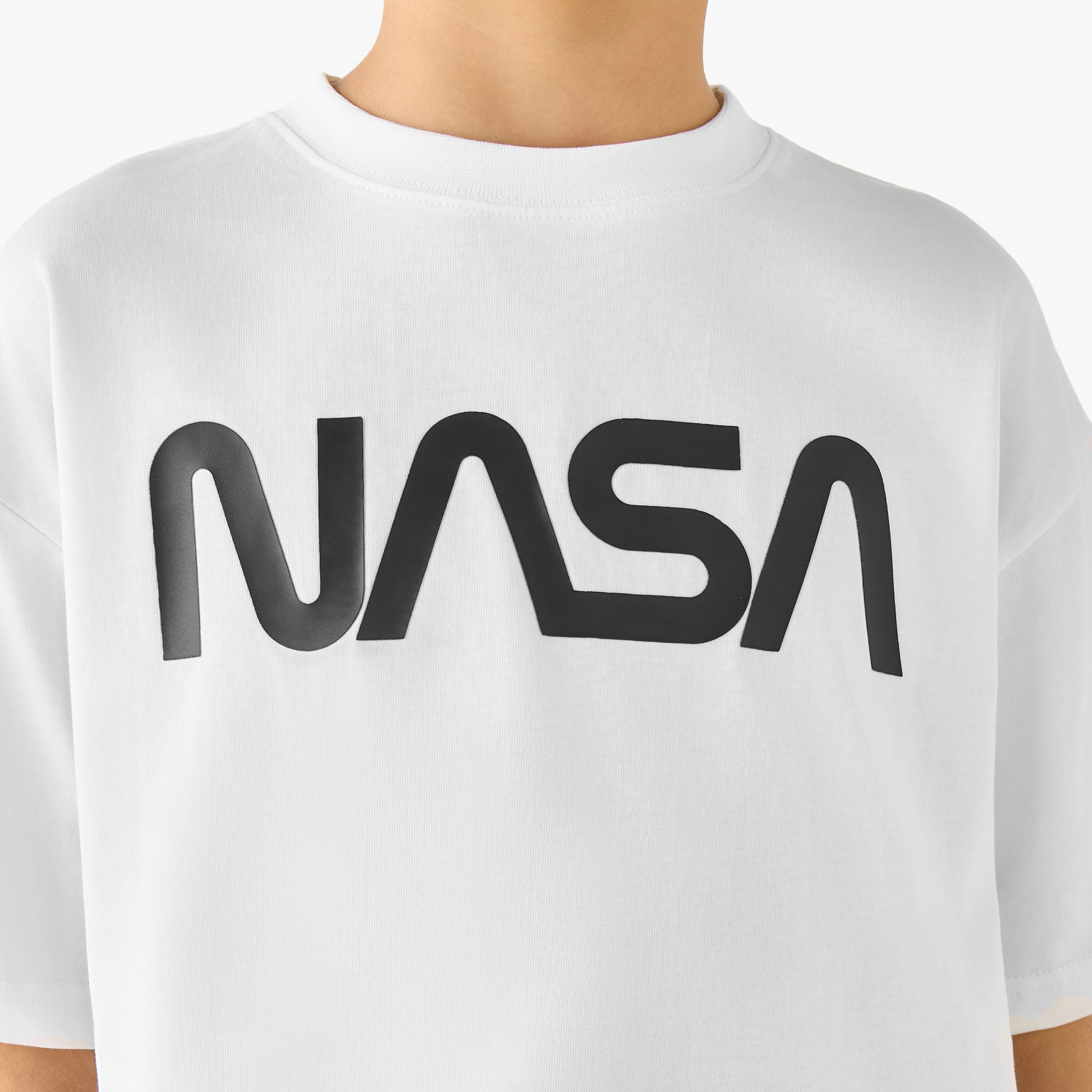 NASA Crew Neck Short Sleeves T-shirt with Typographic Print-boys-clothing-tshirtsandpolos-image-5