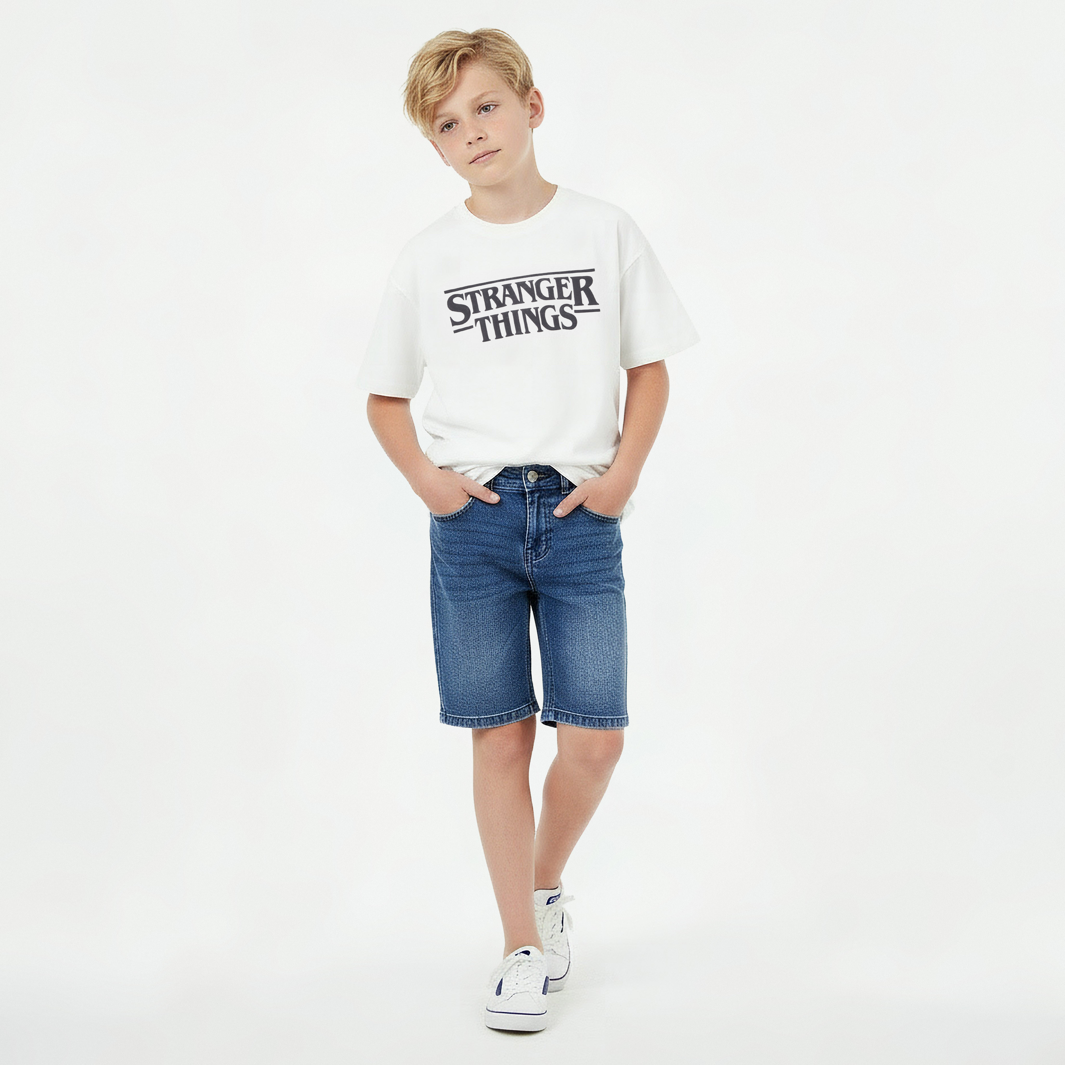 Netflix Crew Neck Short Sleeve T-shirt with Stranger Things Print-boys-clothing-tshirtsandpolos-image-2