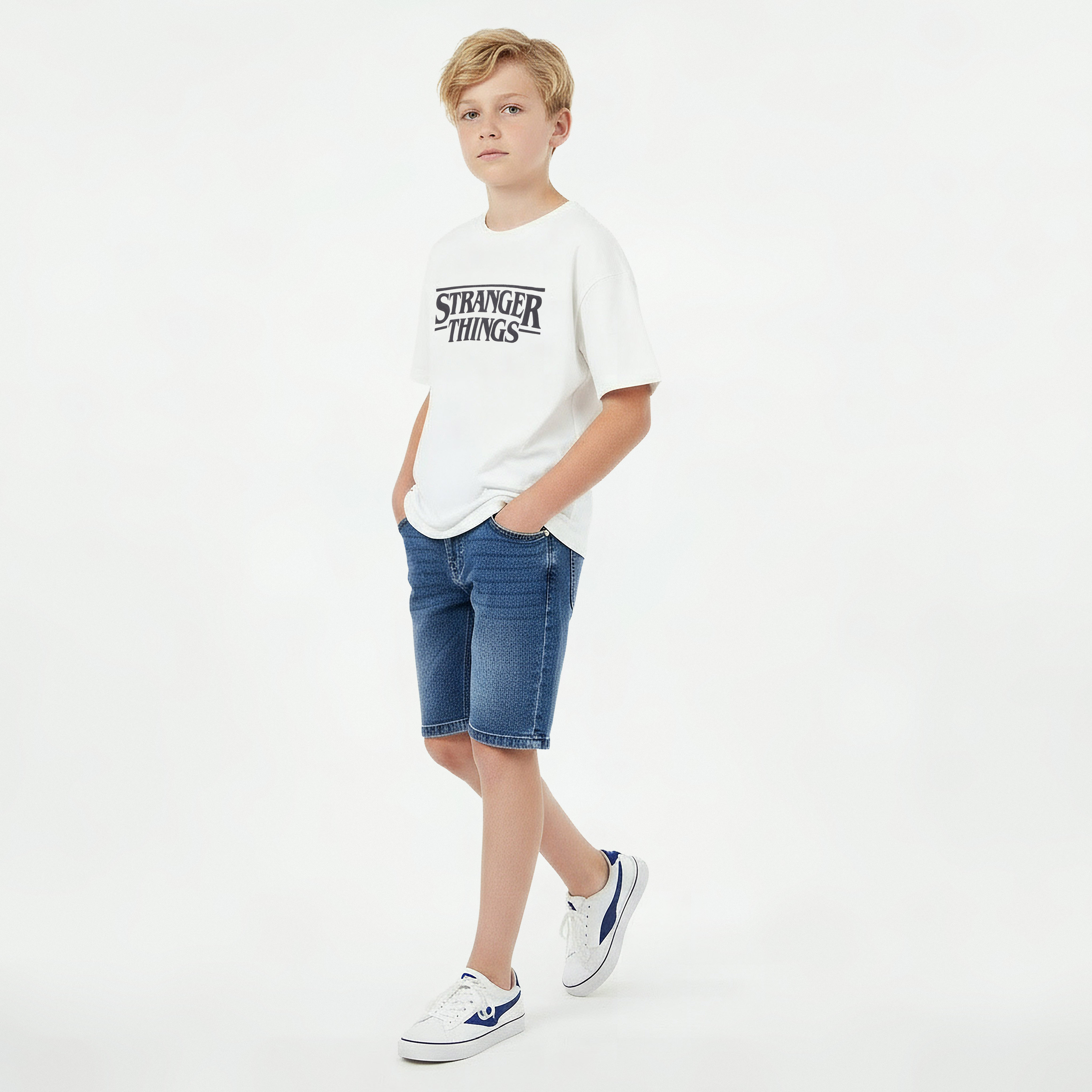 Netflix Crew Neck Short Sleeve T-shirt with Stranger Things Print-boys-clothing-tshirtsandpolos-image-5