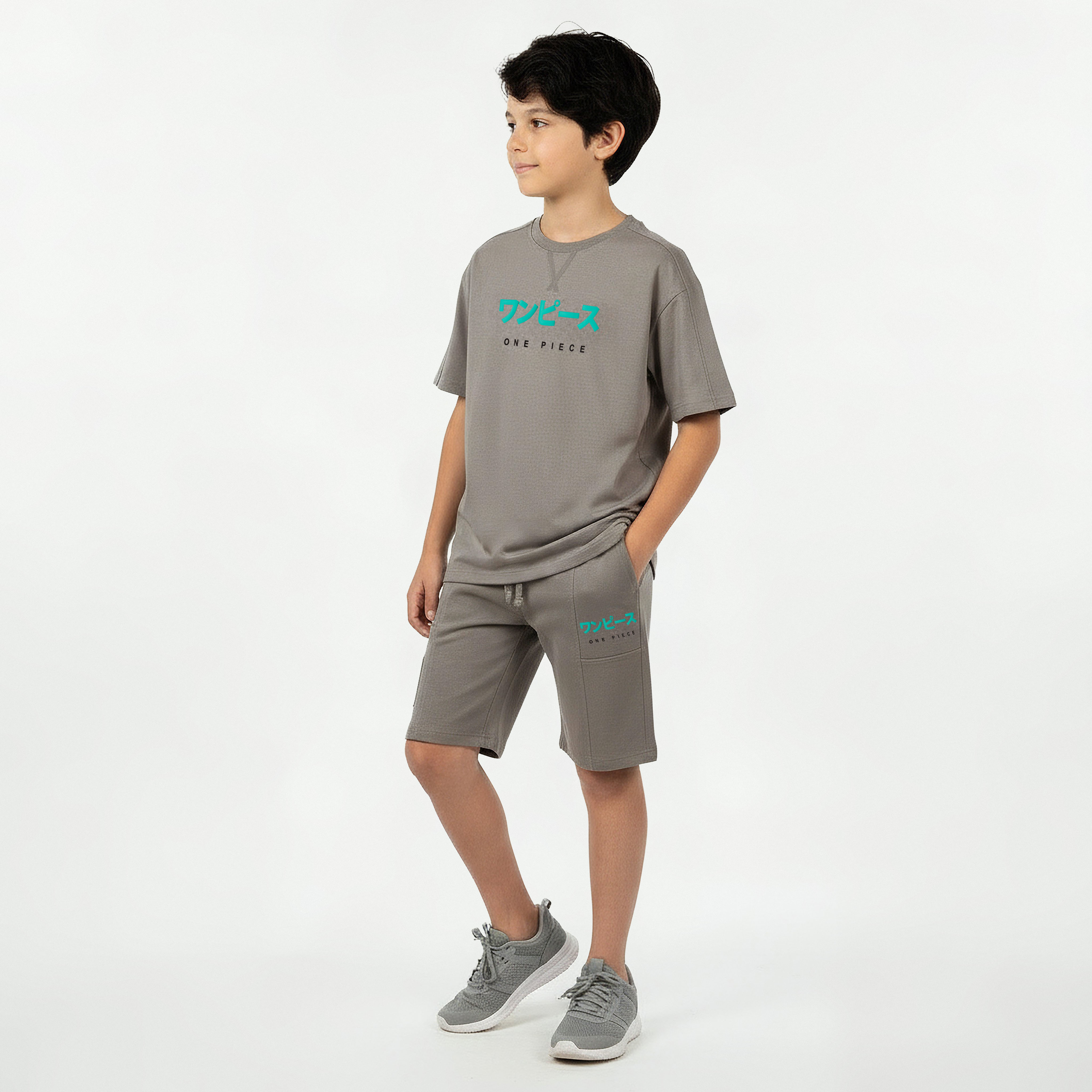 Netflix Crew Neck Short Sleeve T-shirt and Shorts Set with One Piece Print-boys-clothing-setsandcoords-image-1