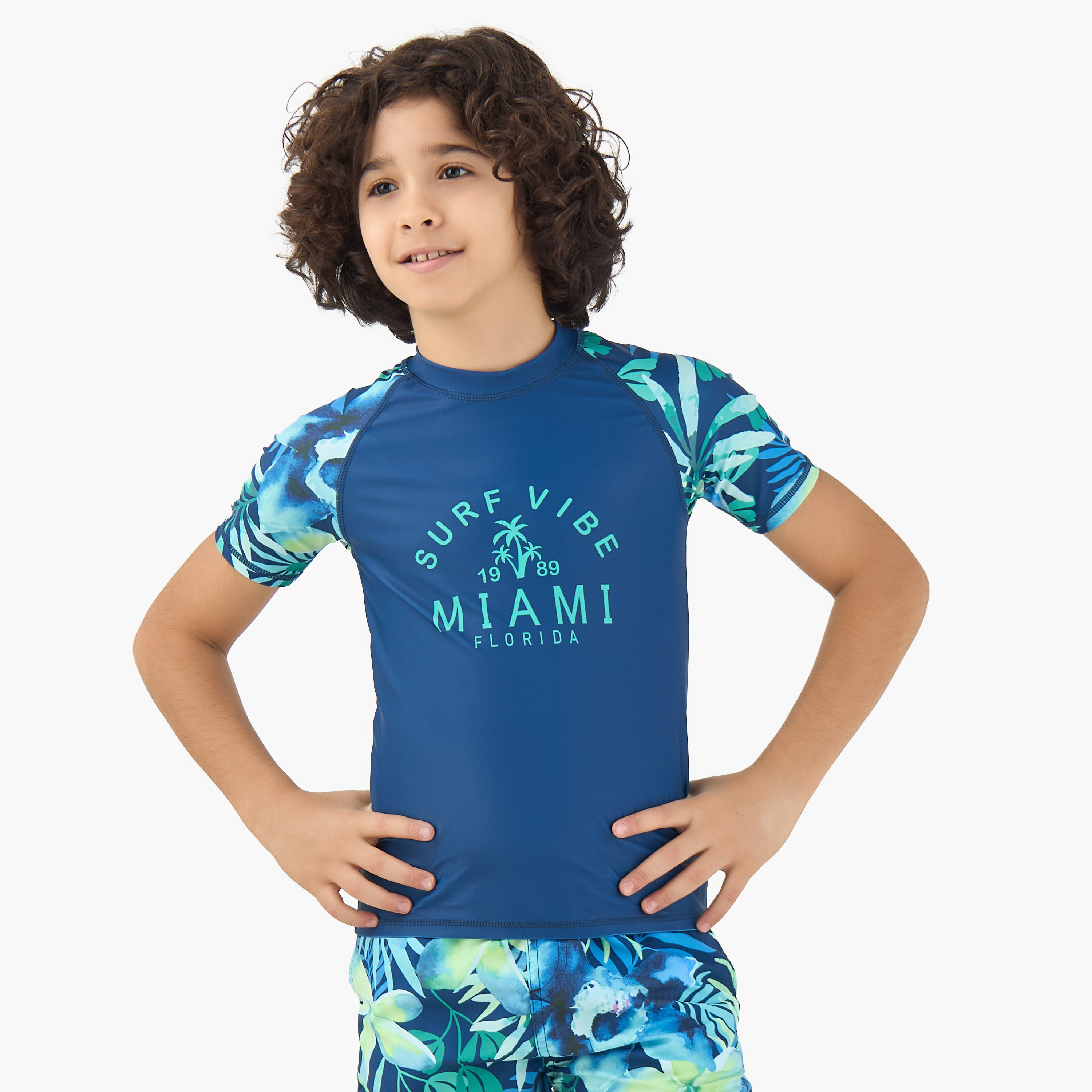 Juniors Boys Tropical Print Rash Guard Set-boys-clothing-swimwear-image-2
