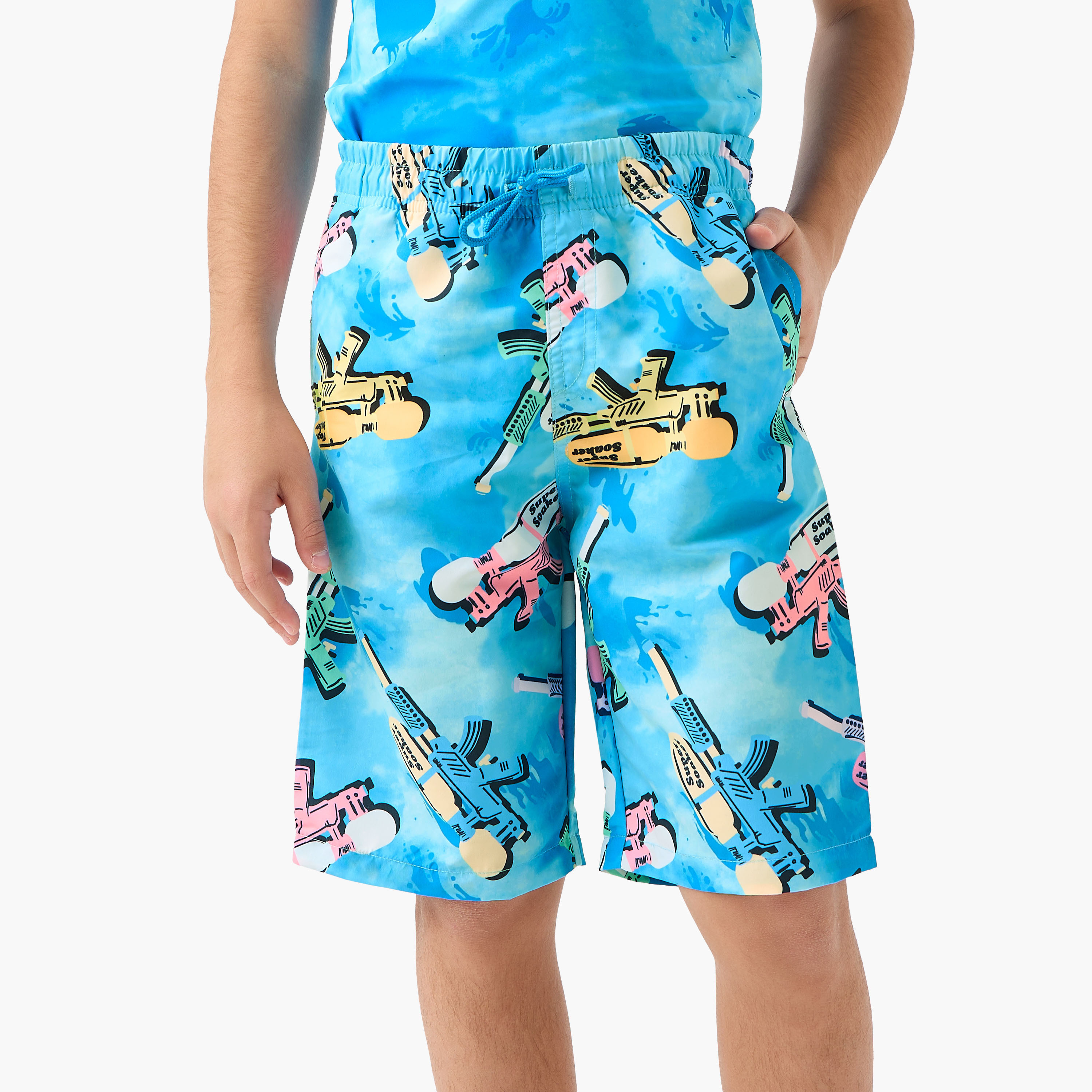 Juniors Boys Palm Print Rash Guard Set-boys-clothing-swimwear-image-3
