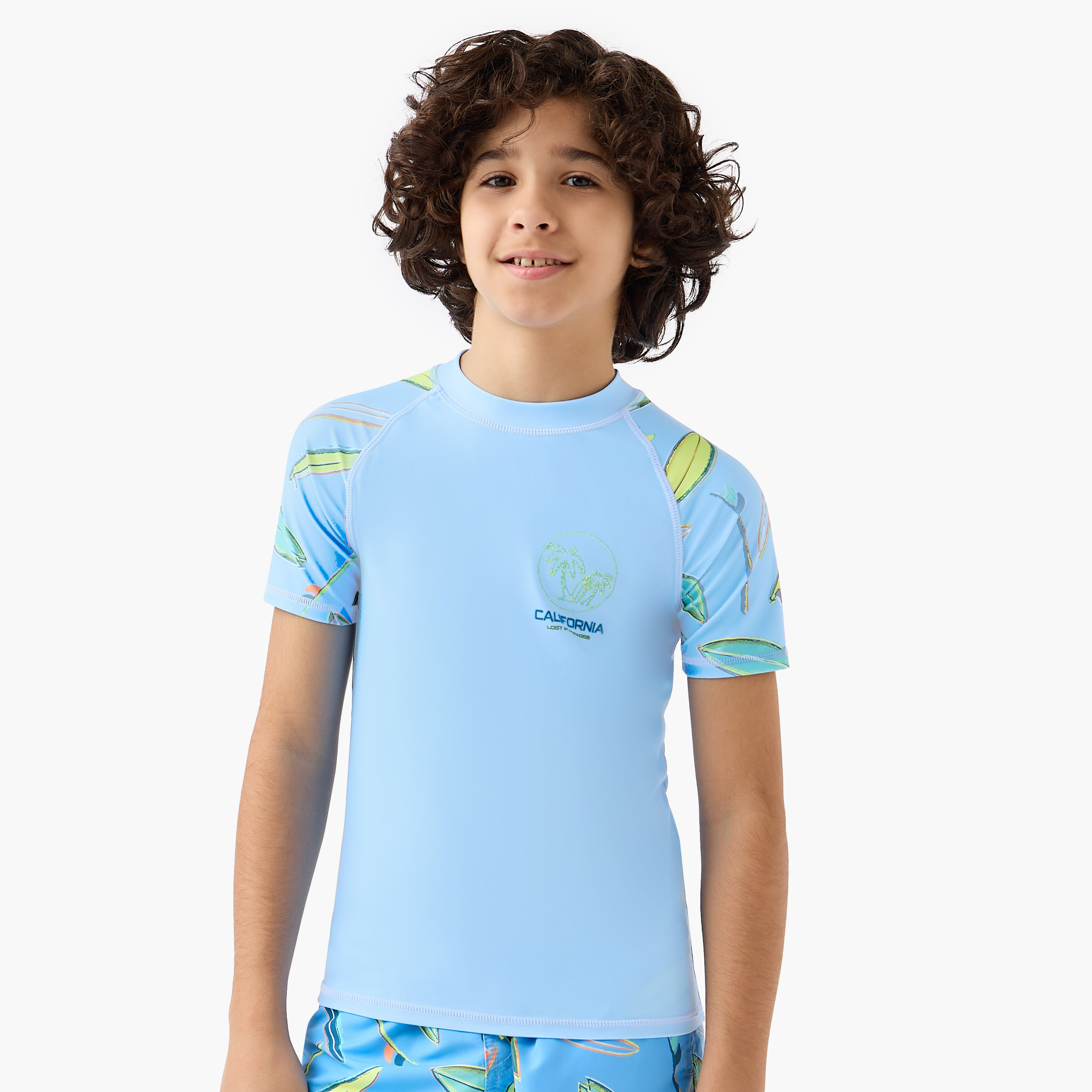 Juniors Boys Palm Print Rash Guard Set-boys-clothing-swimwear-image-2