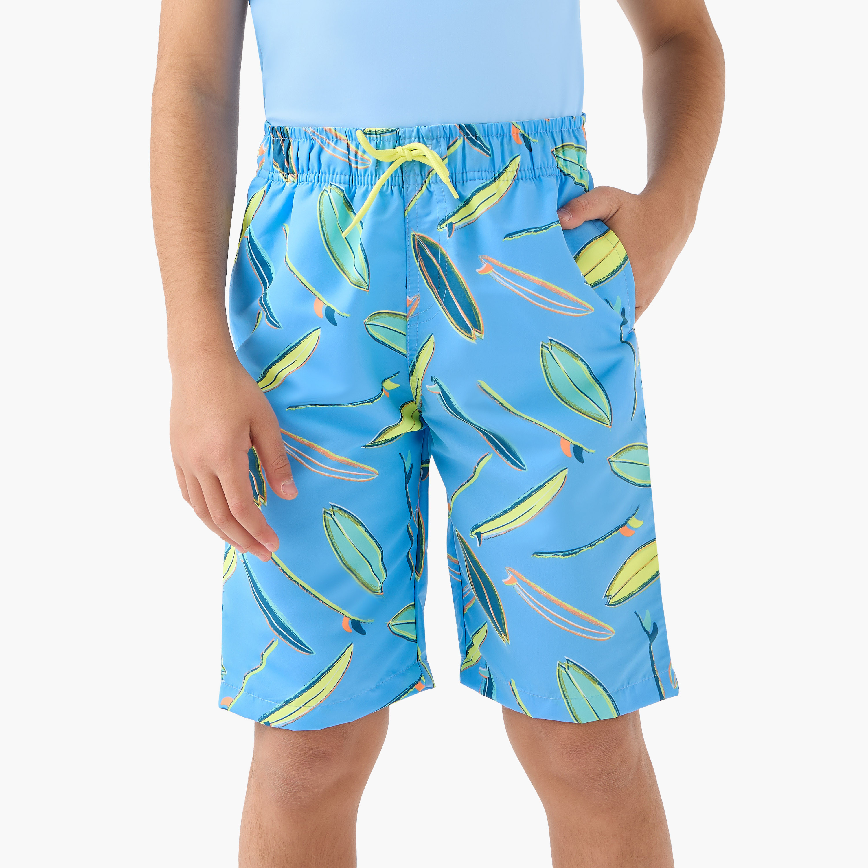 Juniors Boys Palm Print Rash Guard Set-boys-clothing-swimwear-image-3