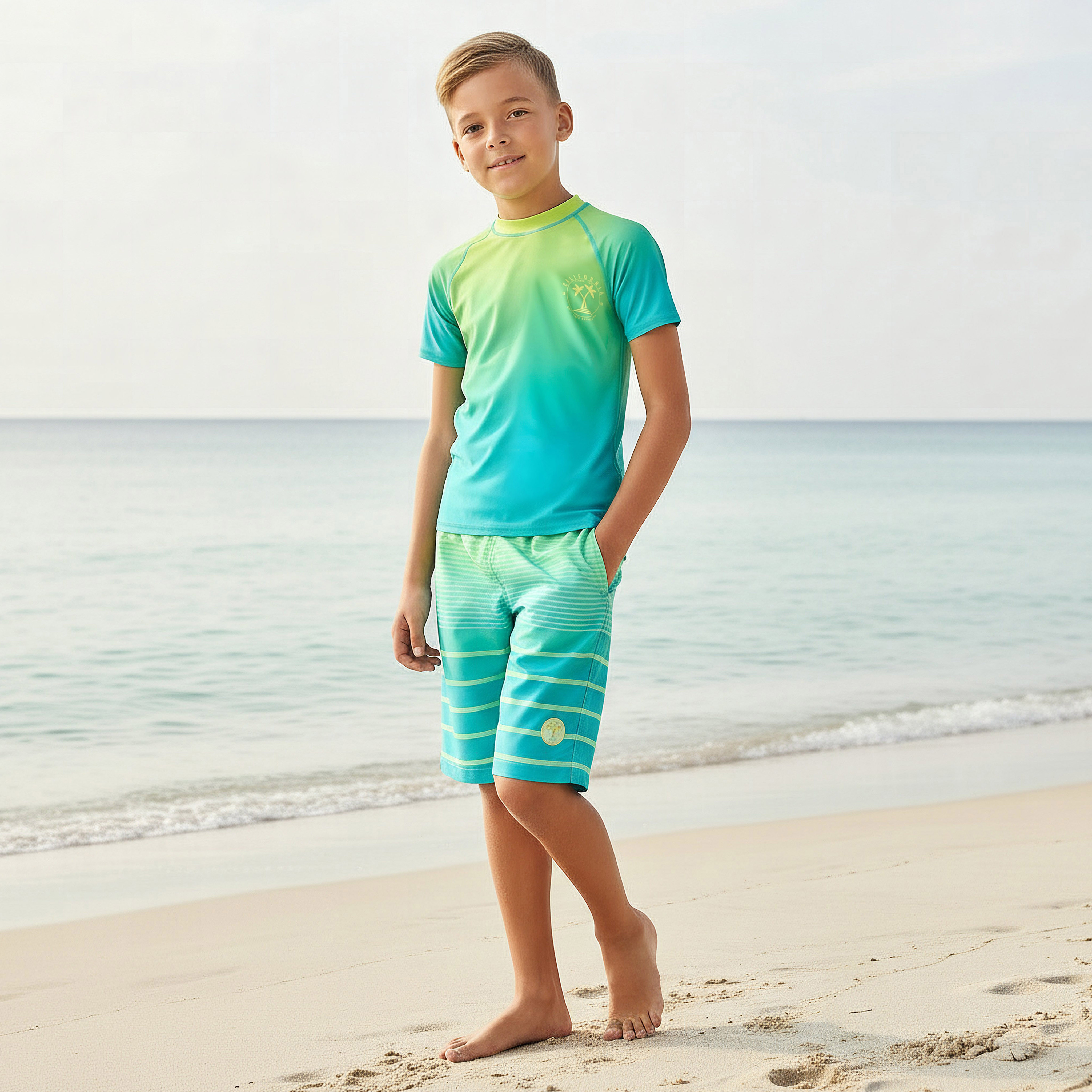 Juniors Boys California Print Rash Guard Set-boys-clothing-swimwear-image-1