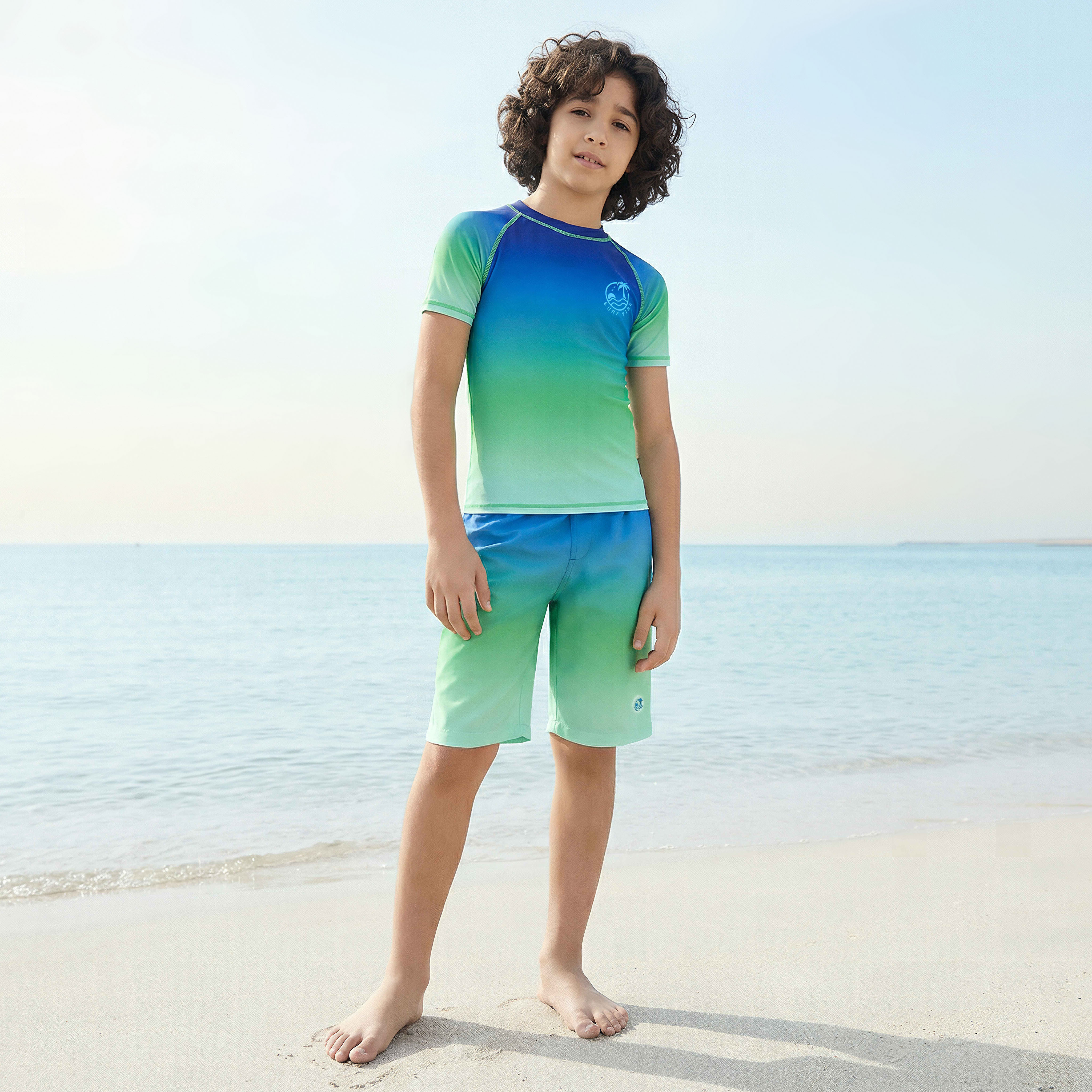 Juniors Boys Tropical Print Rash Guard Set-boys-clothing-swimwear-image-1