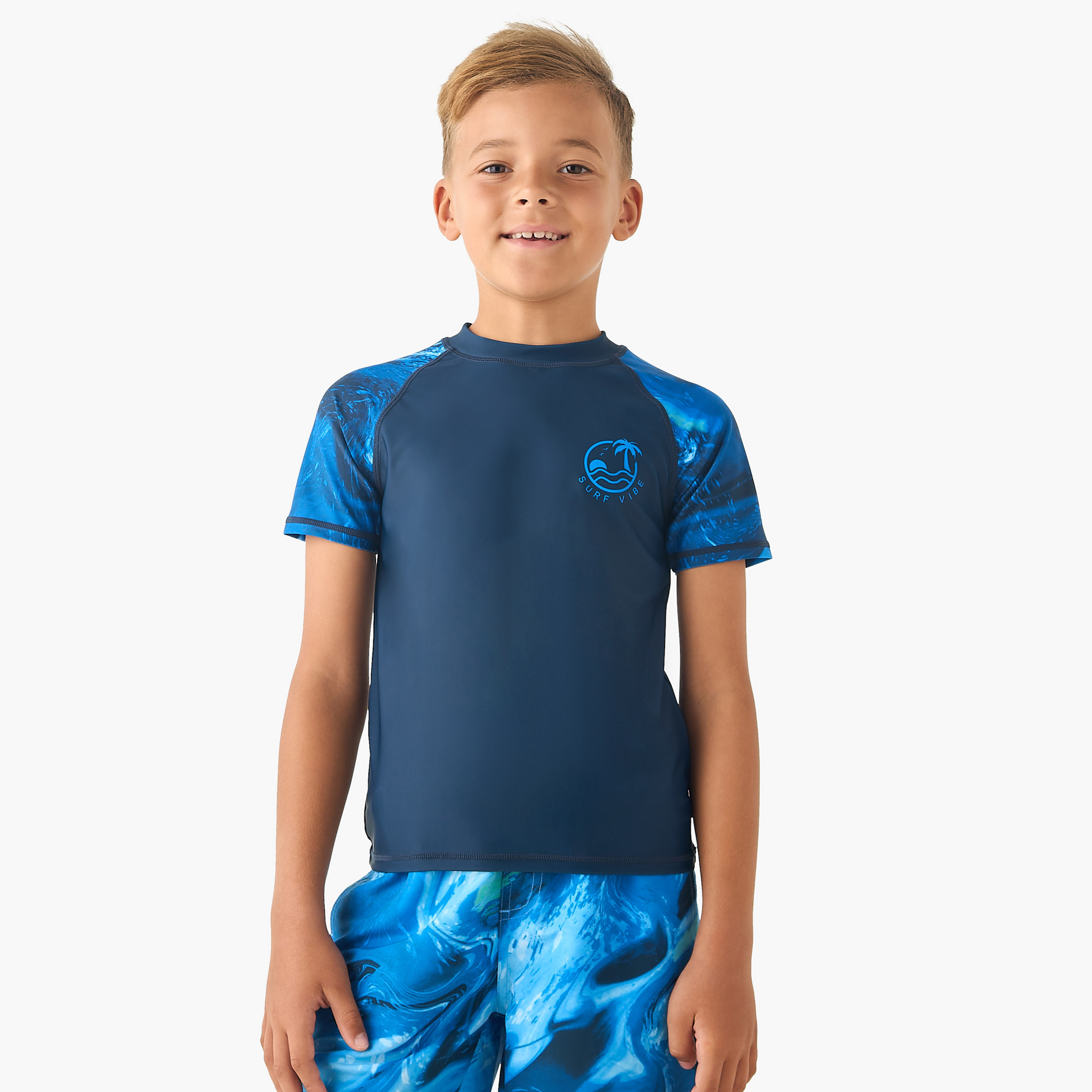 Juniors Boys Wave Print Rash Guard Set-boys-clothing-swimwear-image-2