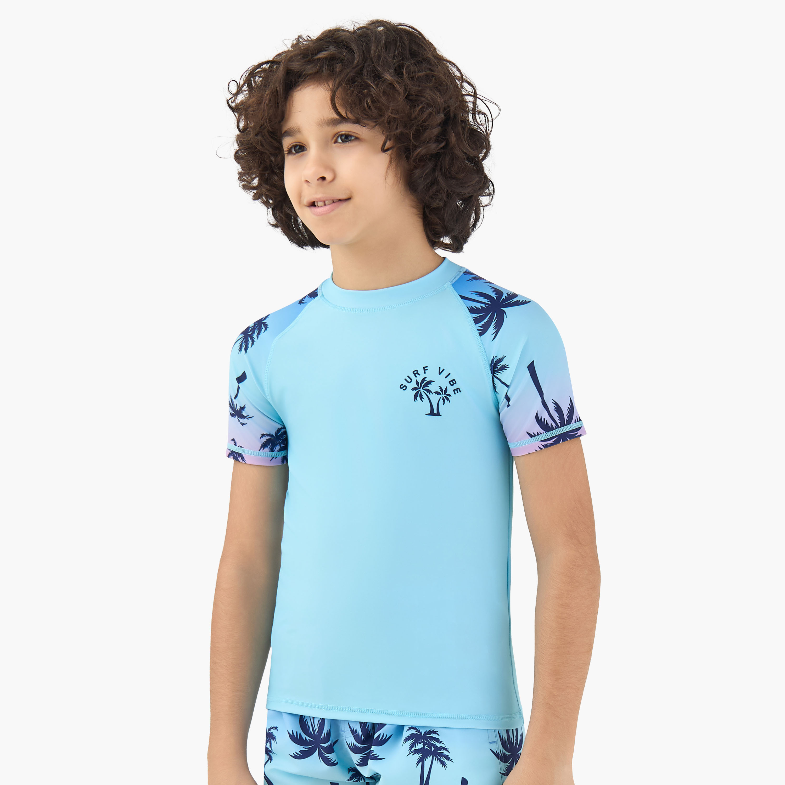 Juniors Boys Palm Print Rash Guard Set-boys-clothing-swimwear-image-2