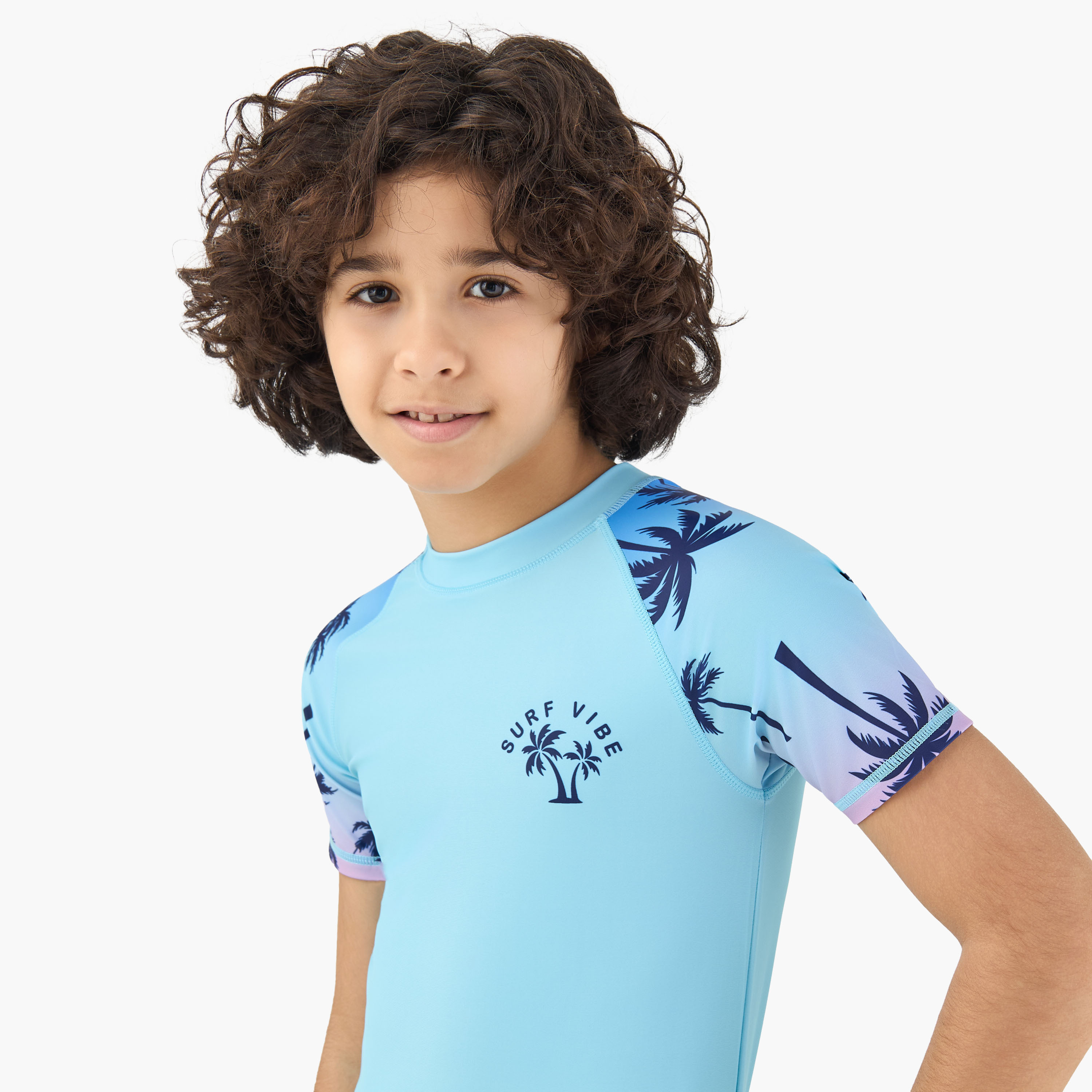Juniors Boys Palm Print Rash Guard Set-boys-clothing-swimwear-image-5