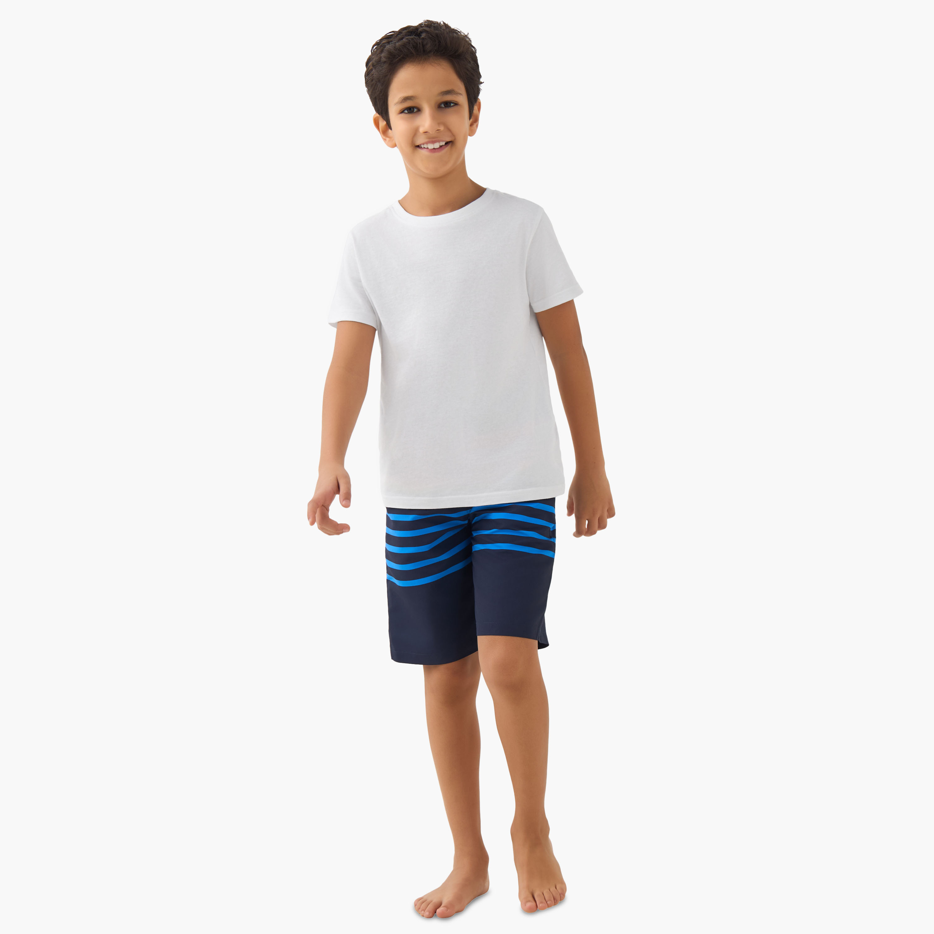 Juniors Boys Elasticated Drawstring Waist Swim Shorts-boys-clothing-swimwear-image-2