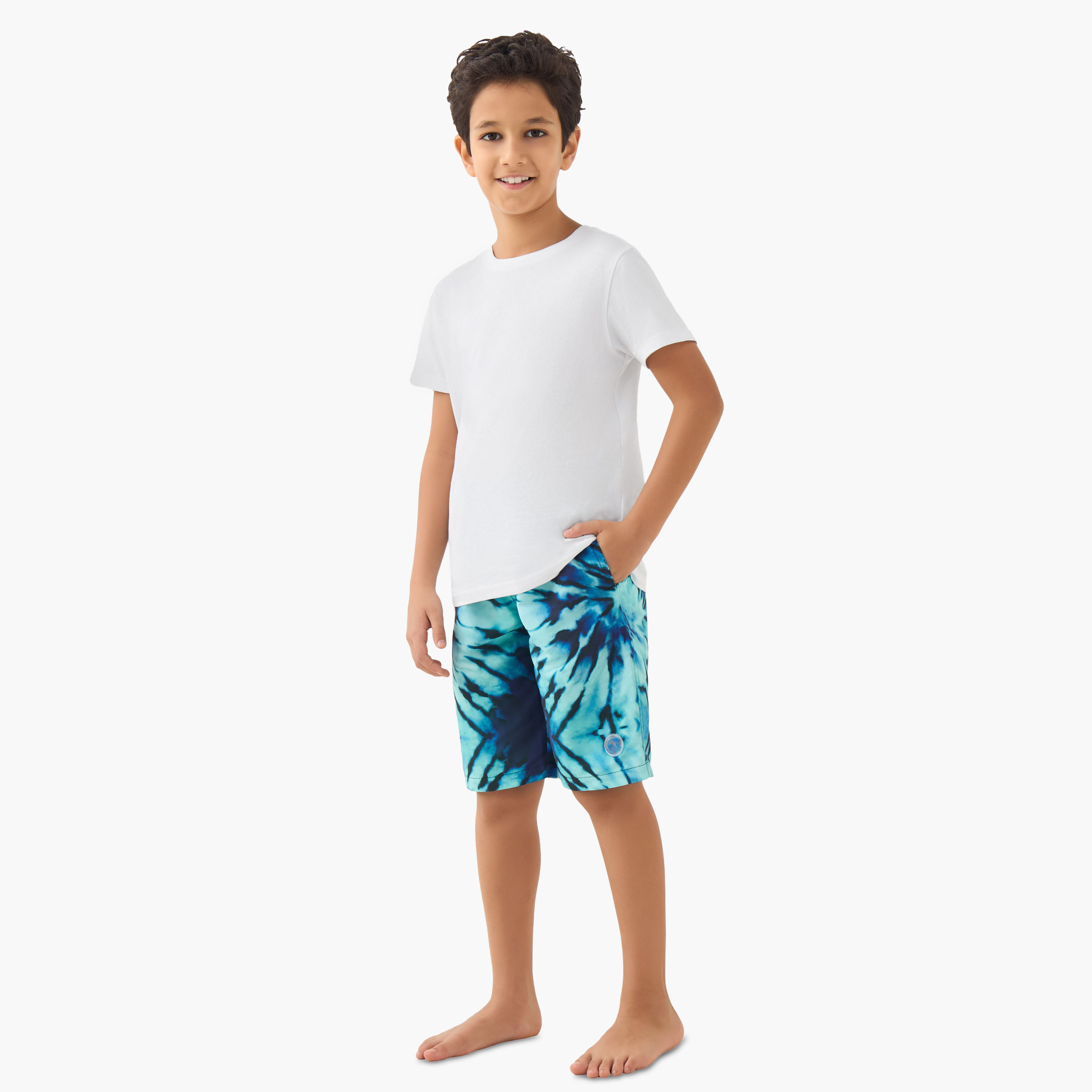 شورت سباحة للأولاد بخصر مطاطي برباط من جونيورز-boys-clothing-swimwear-image-4