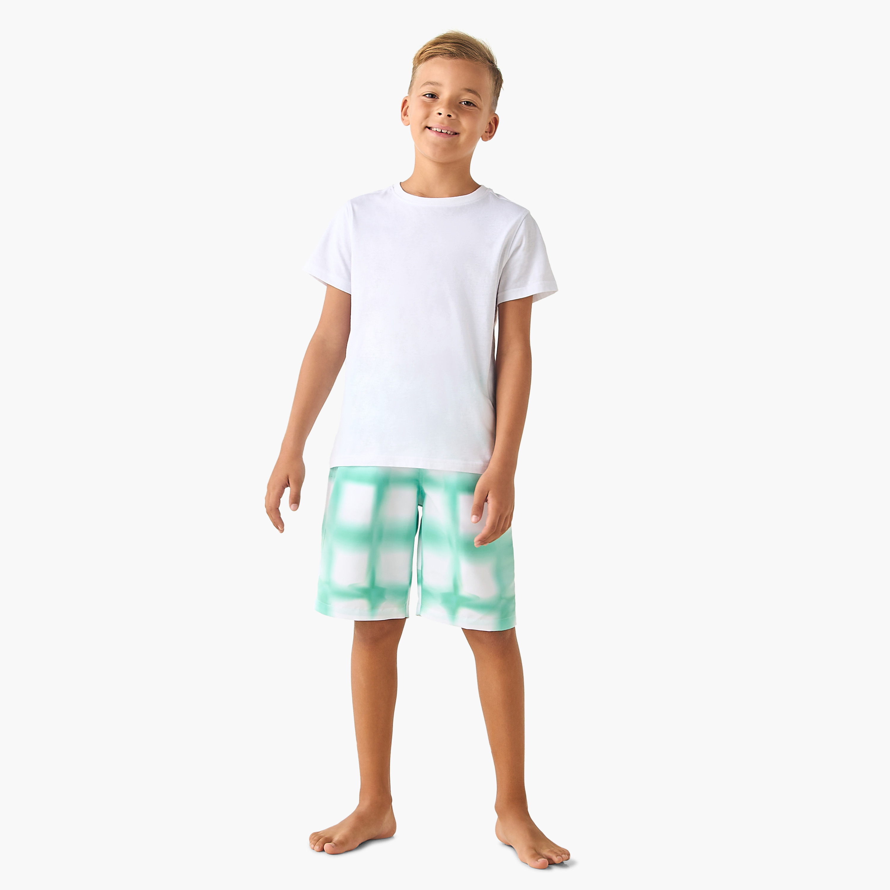 Juniors Boys Checked Swim Shorts-boys-clothing-swimwear-image-2
