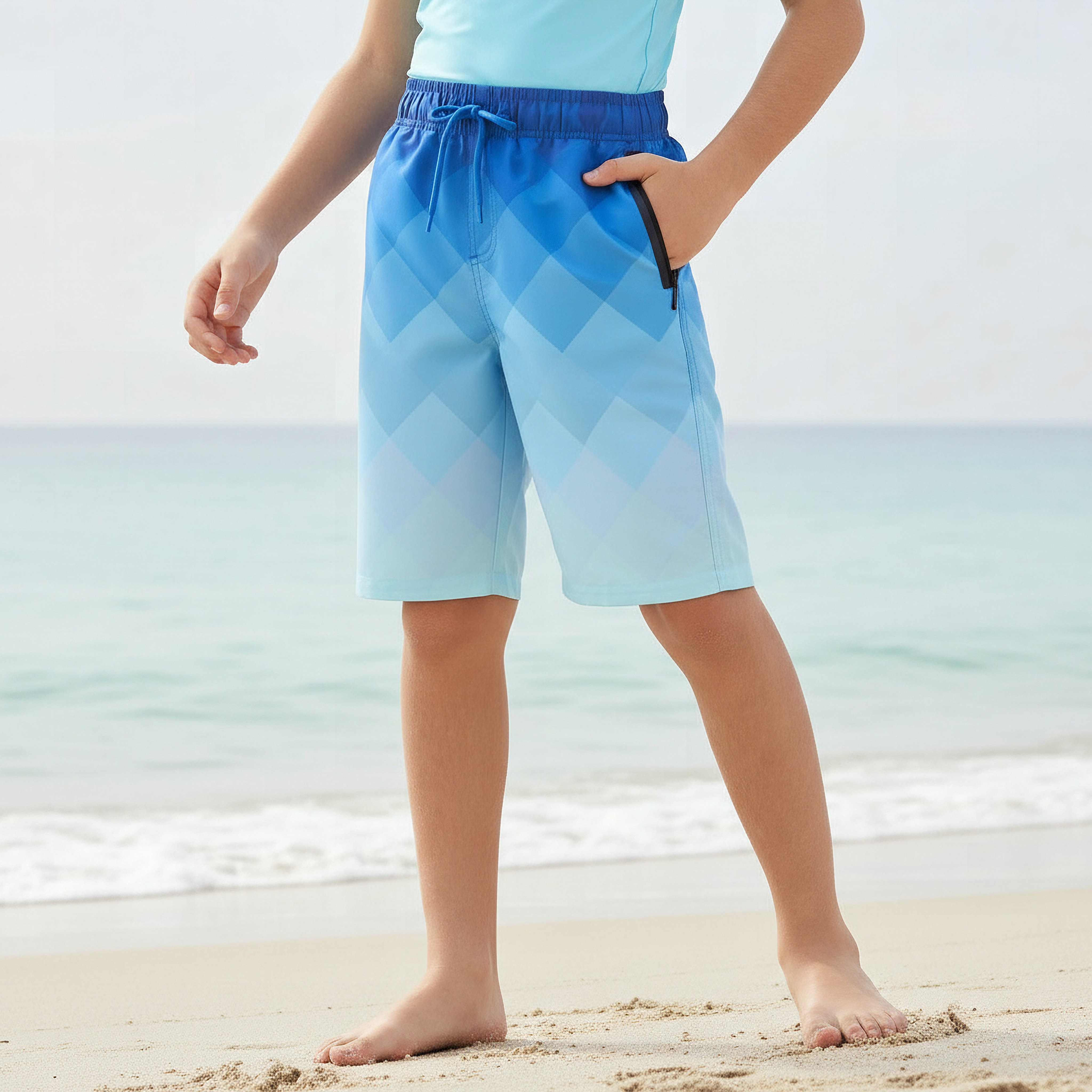 شورت سباحة بطبعات هندسية للأولاد من جونيورز-boys-clothing-swimwear-image-1