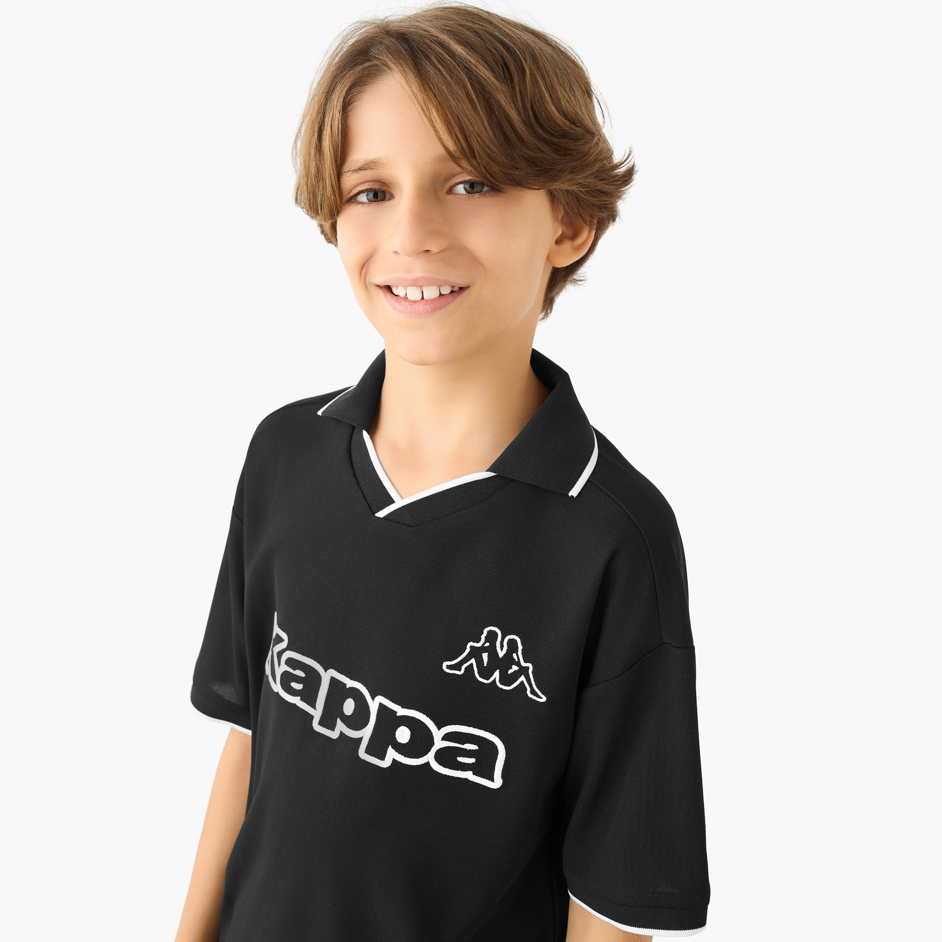 Kappa Collared Short Sleeves T-shirt with Logo Print-boys-clothing-sportswear-tops-image-4