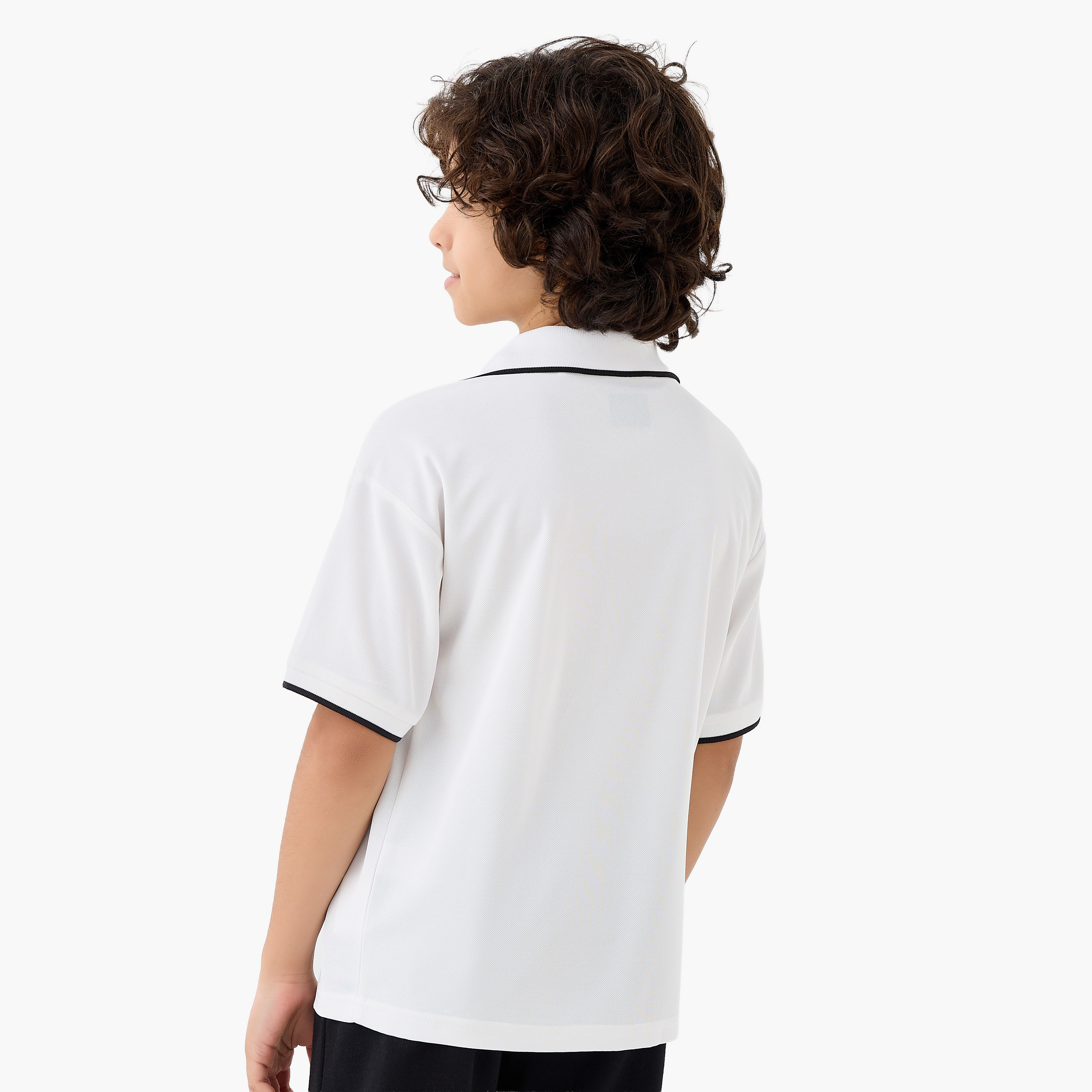 تي شيرت كابا بياقة وأكمام قصيرة وطبعة الشعار-sports-boys-clothing-tops-image-3