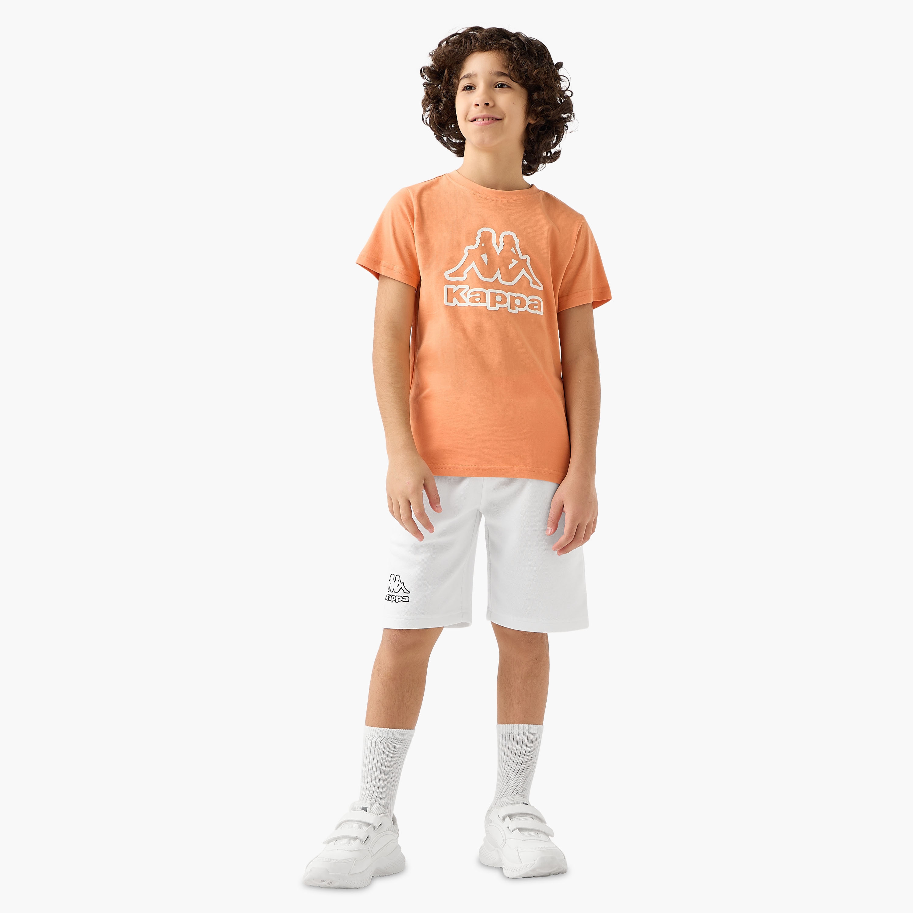 تيشيرت بياقة ضيقة وأكمام قصيرة وطبعات شعار من كابا-boys-clothing-sportswear-tops-image-4