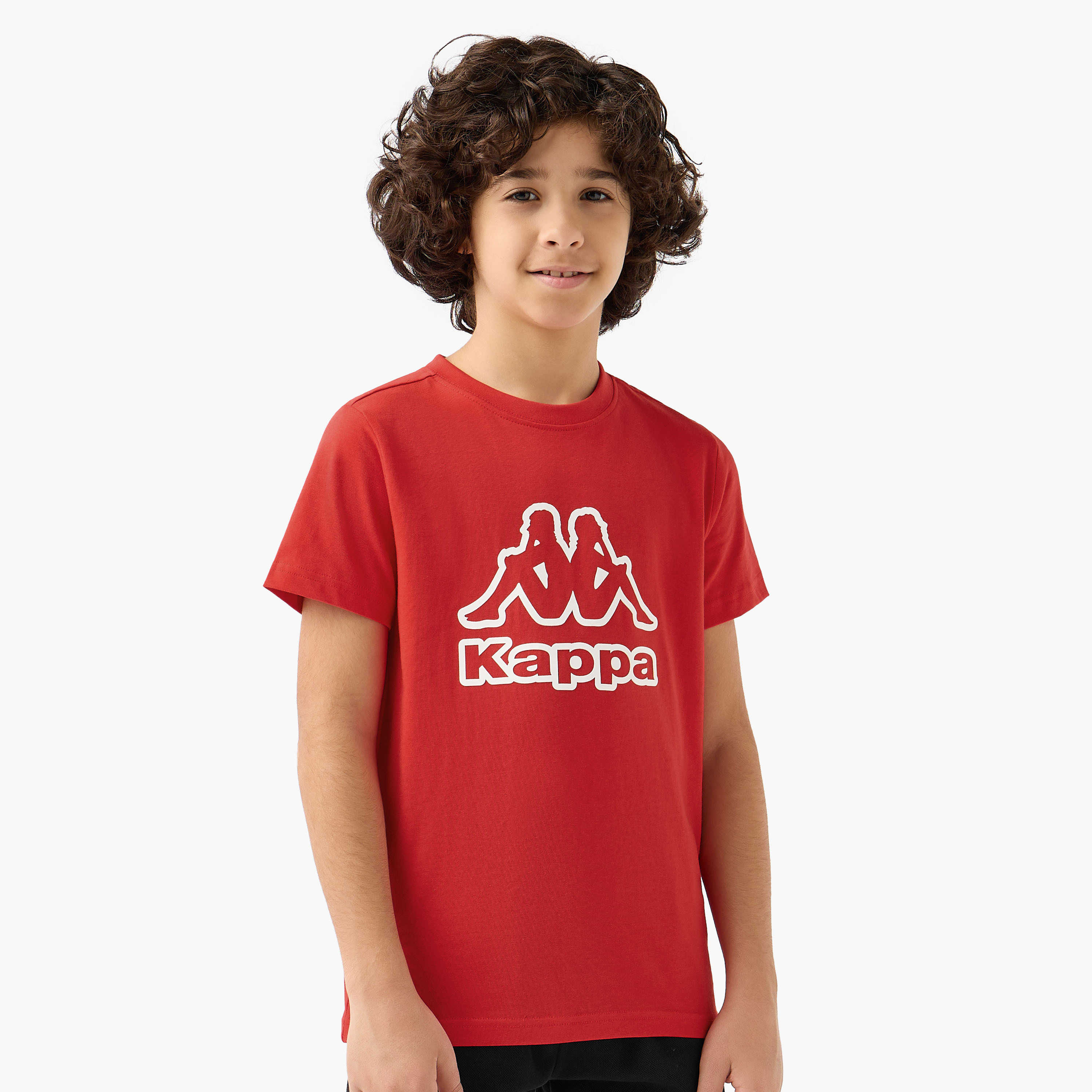 تيشيرت بياقة ضيقة وأكمام قصيرة وطبعات شعار من كابا-boys-clothing-sportswear-tops-image-5