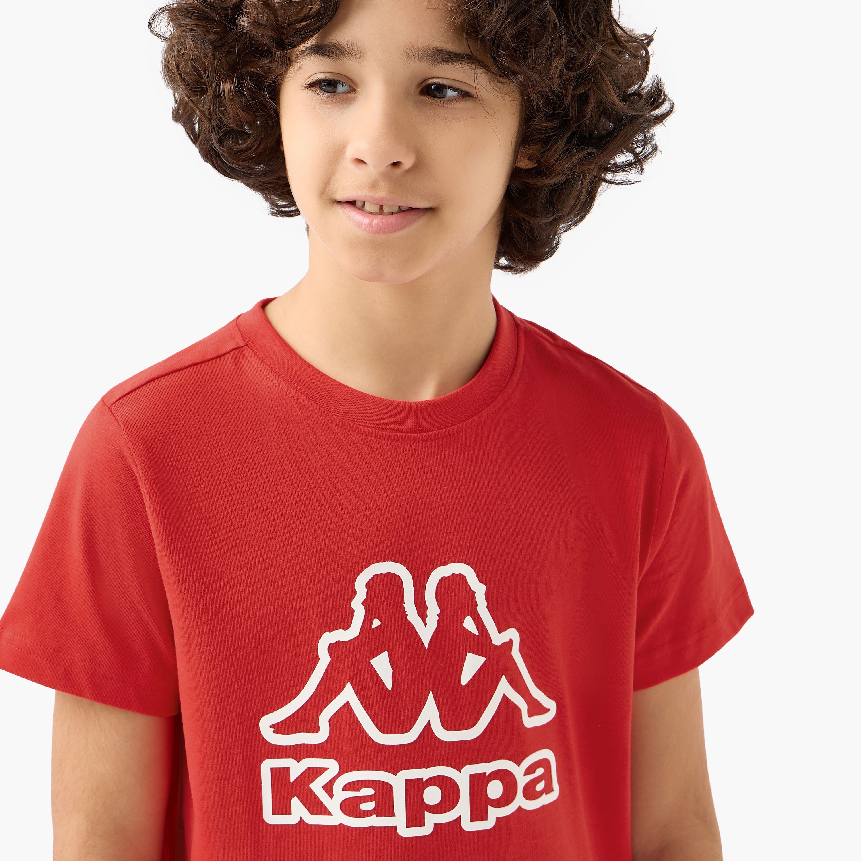 تيشيرت بياقة ضيقة وأكمام قصيرة وطبعات شعار من كابا-boys-clothing-sportswear-tops-image-3