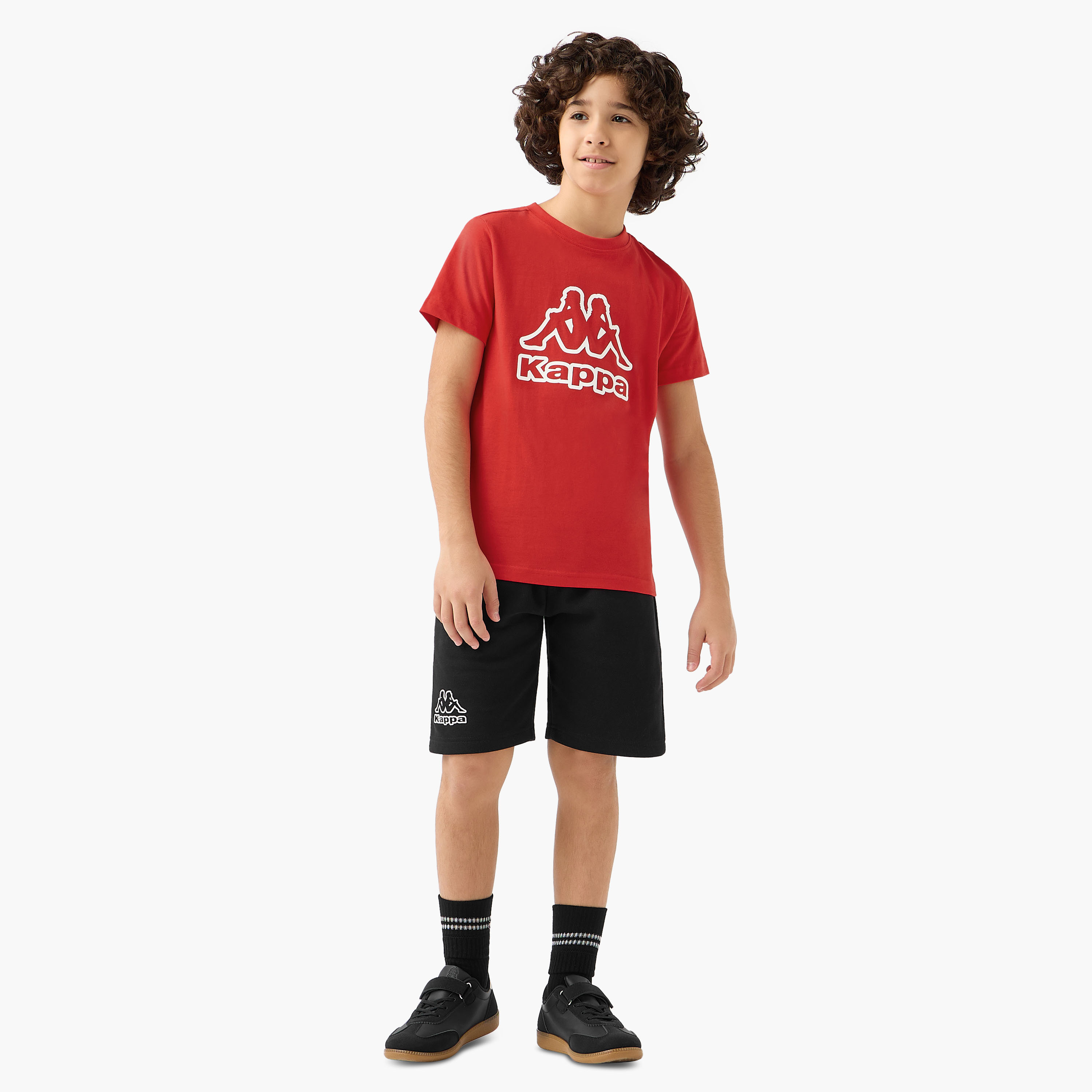 تيشيرت بياقة ضيقة وأكمام قصيرة وطبعات شعار من كابا-boys-clothing-sportswear-tops-image-2
