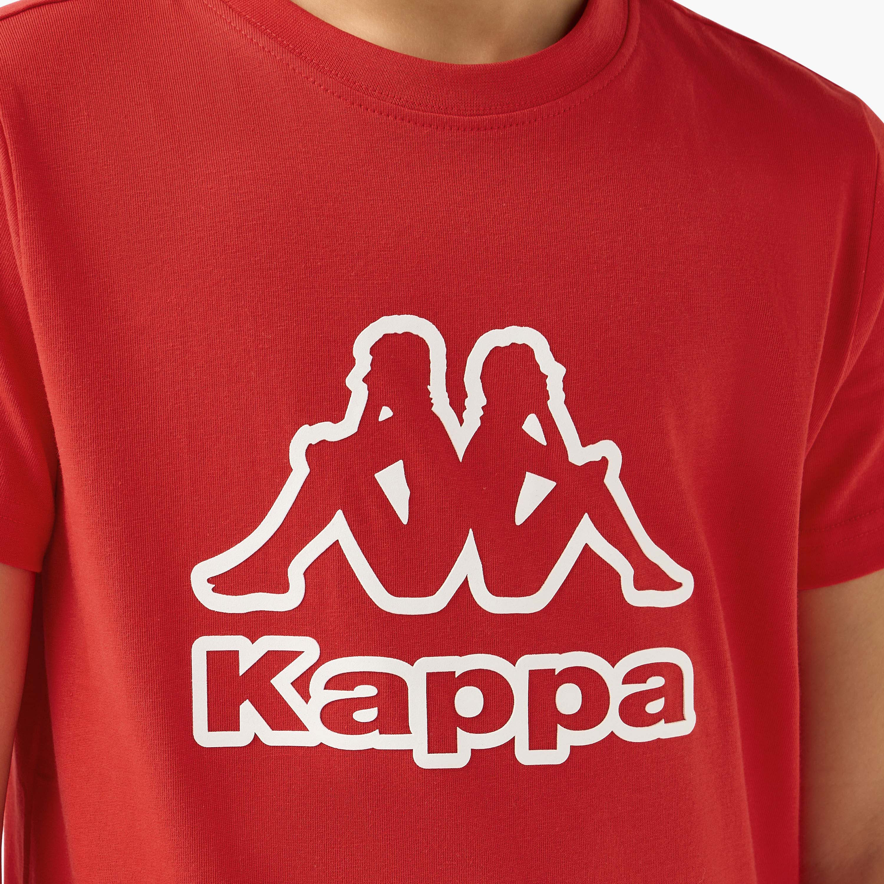 تيشيرت بياقة ضيقة وأكمام قصيرة وطبعات شعار من كابا-boys-clothing-sportswear-tops-image-1