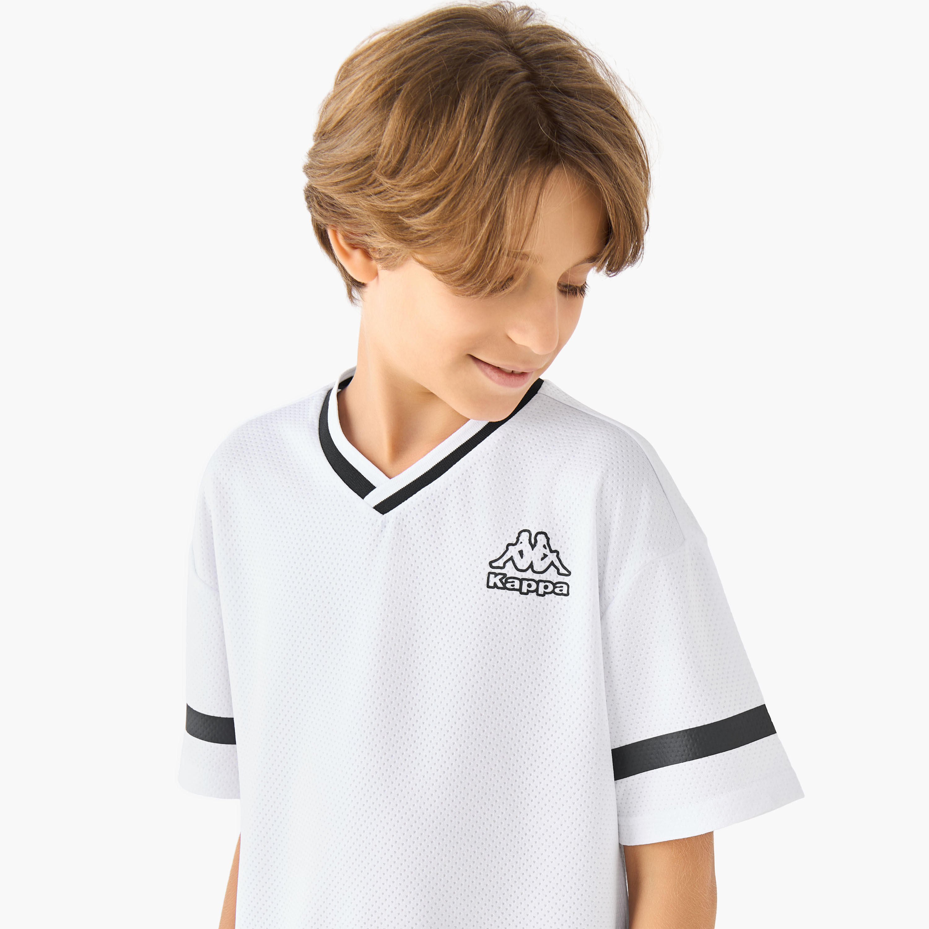 Kappa V-neck Short Sleeves T-shirt with Logo Print-boys-clothing-sportswear-tops-image-4