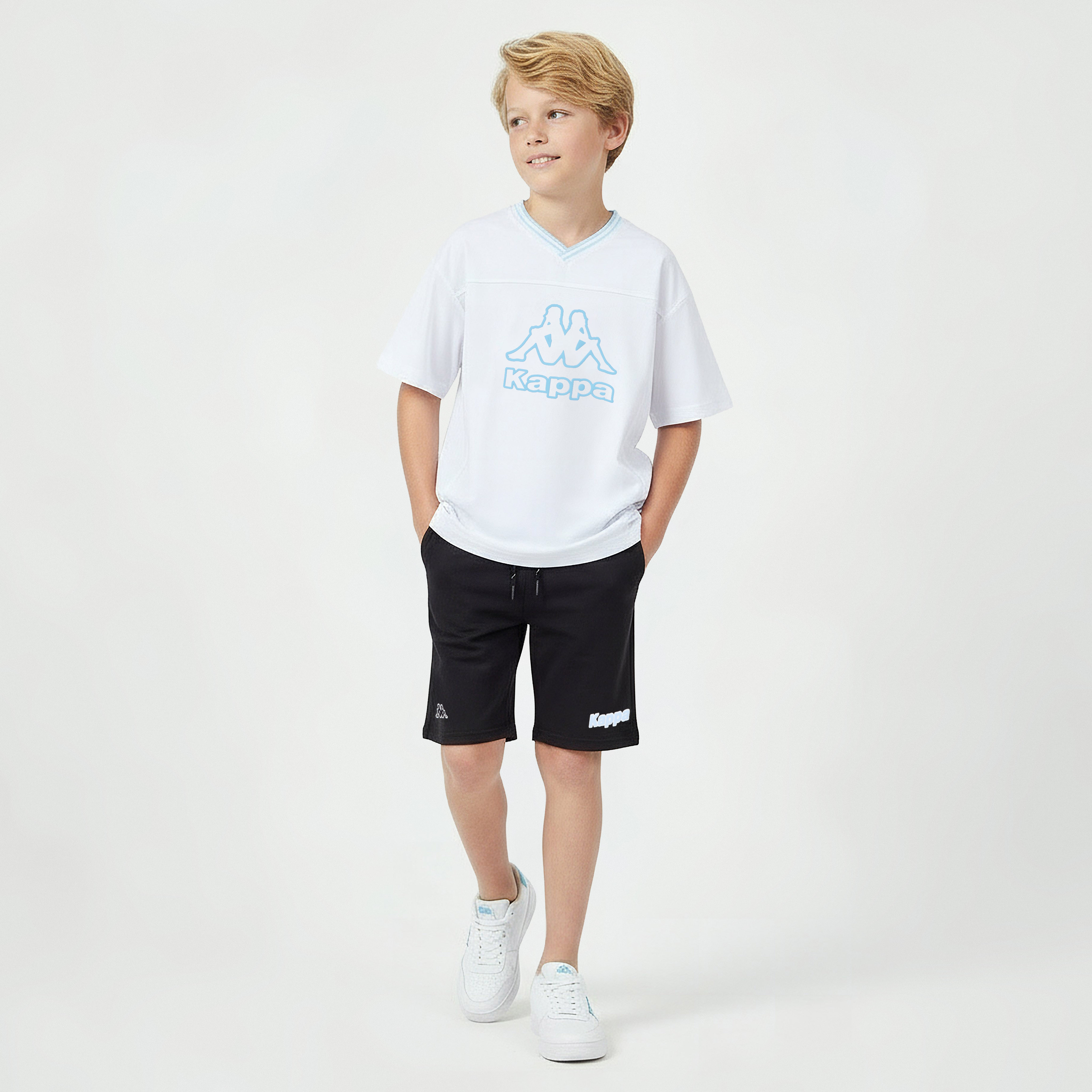 Kappa V-neck Short Sleeve T-shirt with Logo Print-boys-clothing-tshirtsandpolos-image-2