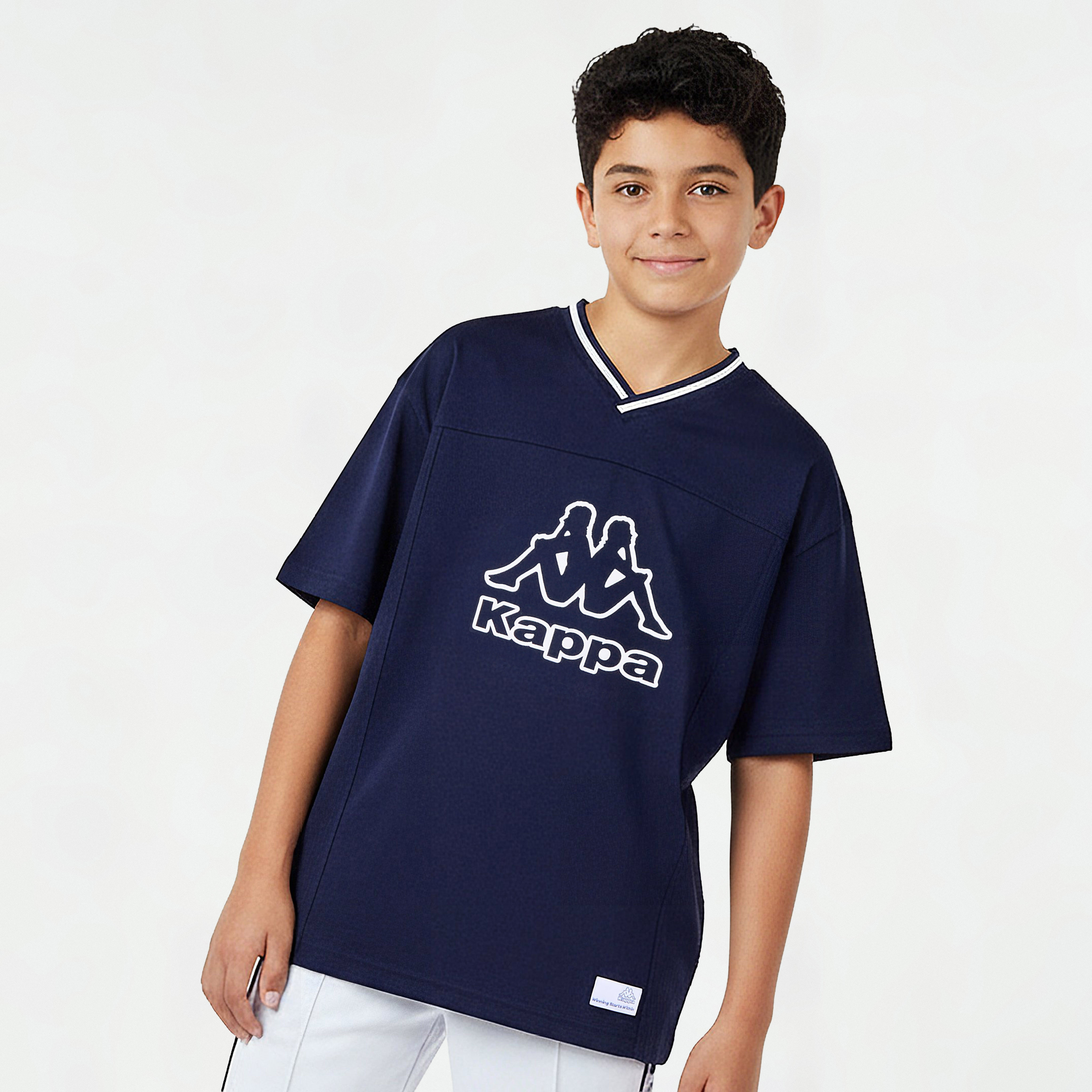 Kappa V-neck Short Sleeve T-shirt with Logo Print-boys-clothing-tshirtsandpolos-image-1