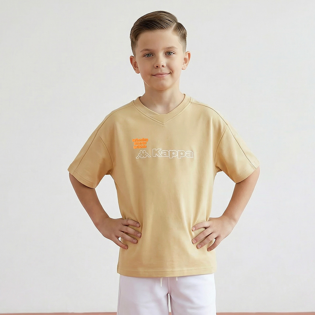 Kappa V-neck Short Sleeves T-shirt with Logo Print-boys-clothing-tshirtsandpolos-image-1