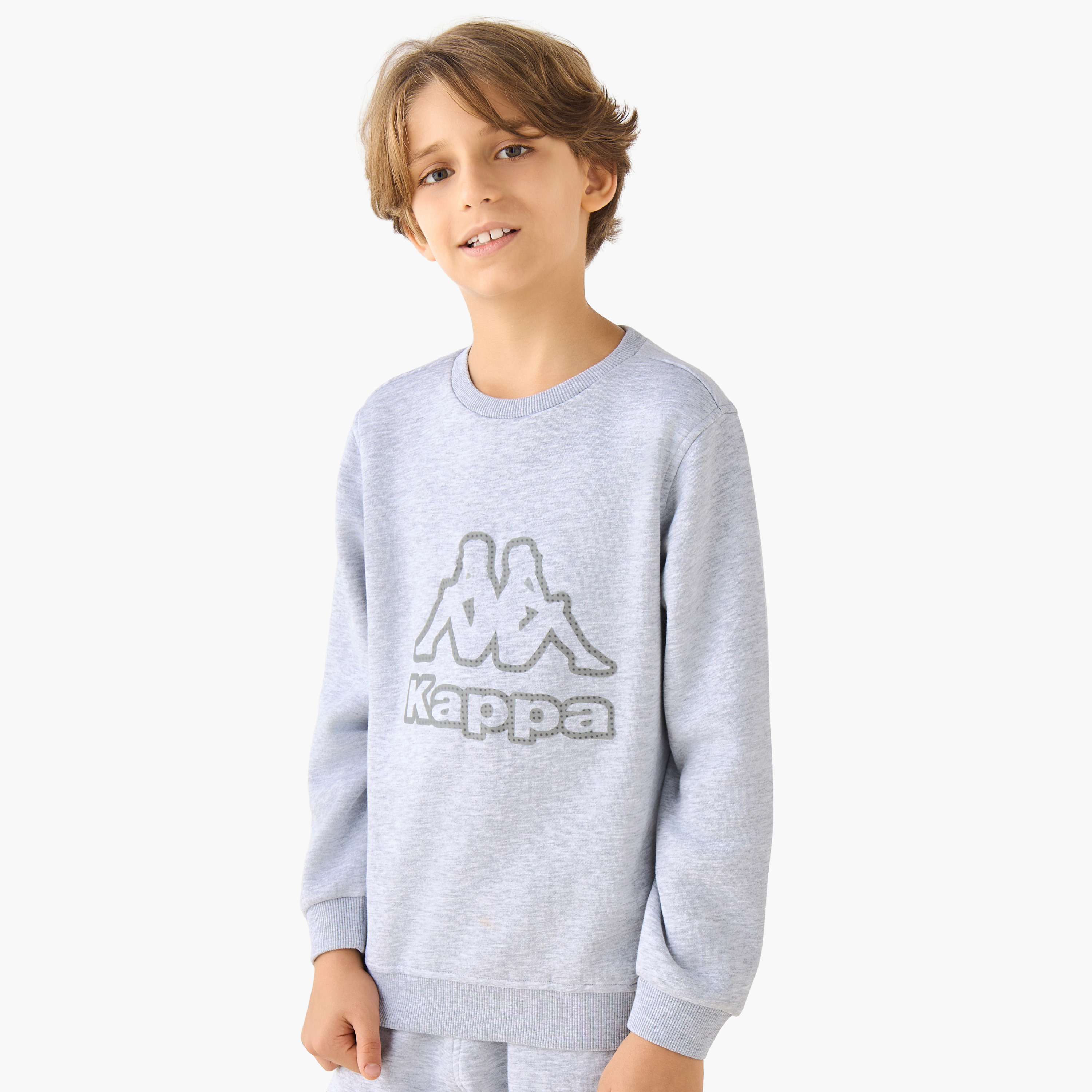 Kappa Logo Print Sweatshirt with Long Sleeves-boys-clothing-sweatshirts-image-1