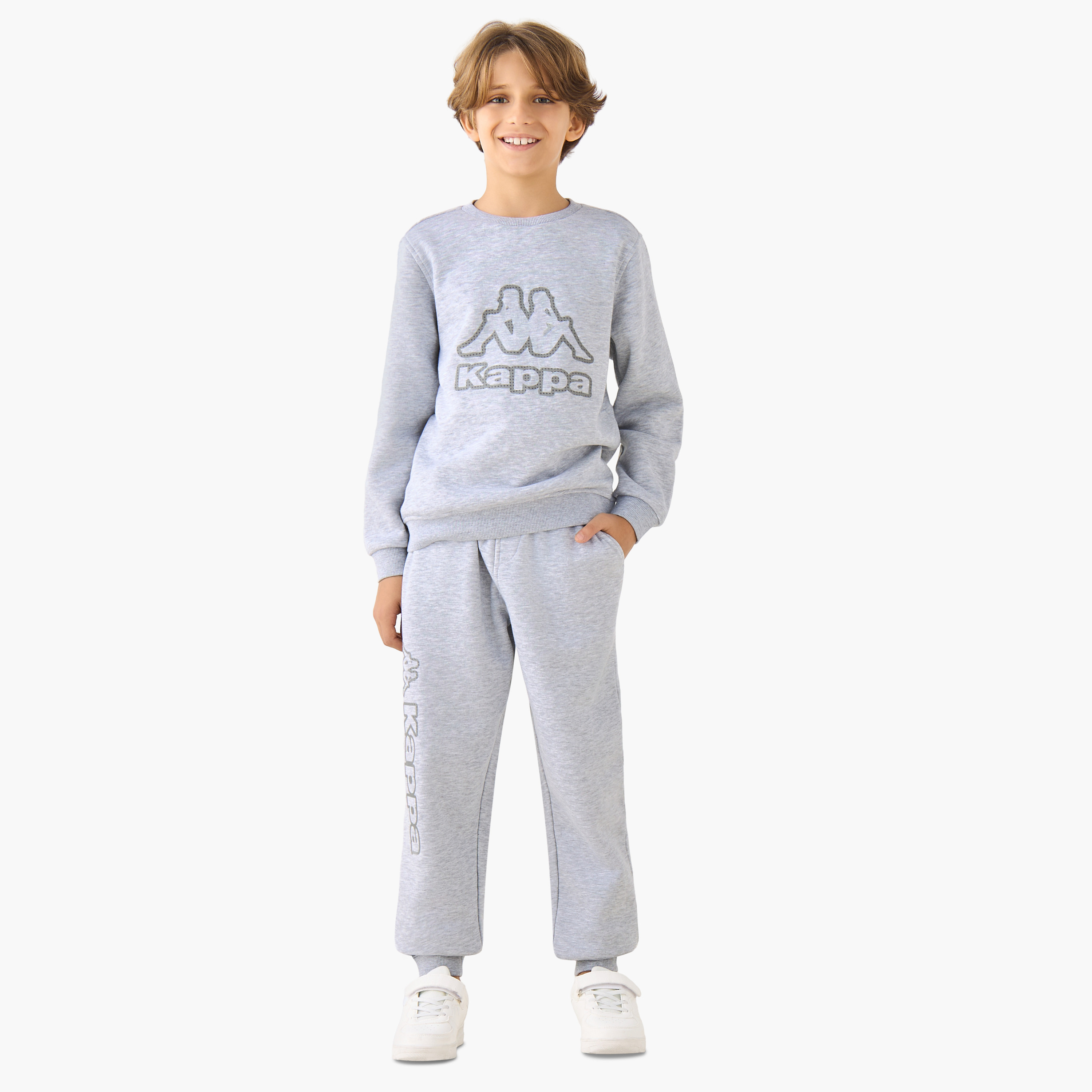 Kappa Logo Print Sweatshirt with Long Sleeves-boys-clothing-sweatshirts-image-2