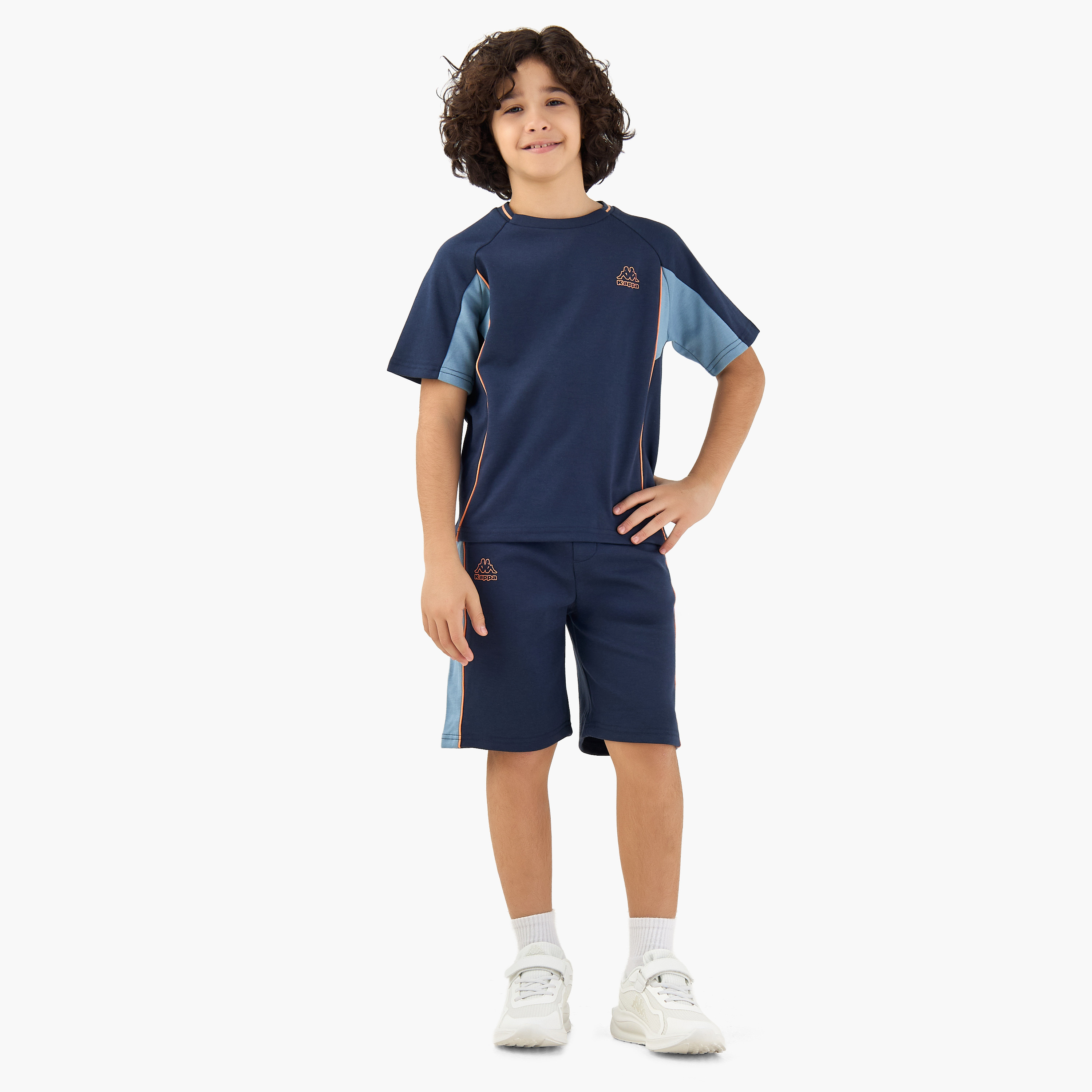 Kappa Crew Neck Short Sleeve T-shirt and Shorts Set with Drawstring Closure-sports-boys-clothing-sets-image-1