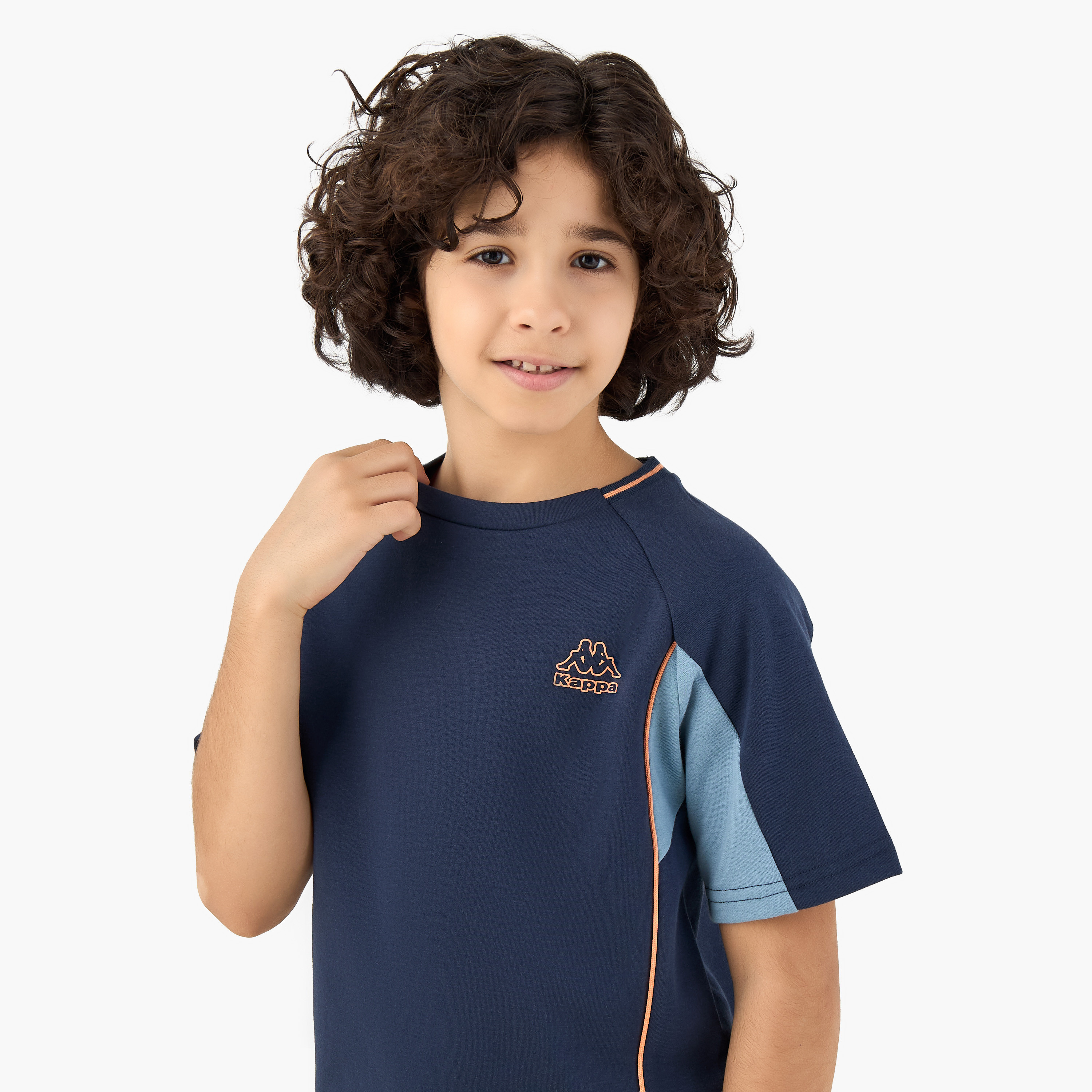 Kappa Crew Neck Short Sleeve T-shirt and Shorts Set with Drawstring Closure-sports-boys-clothing-sets-image-5