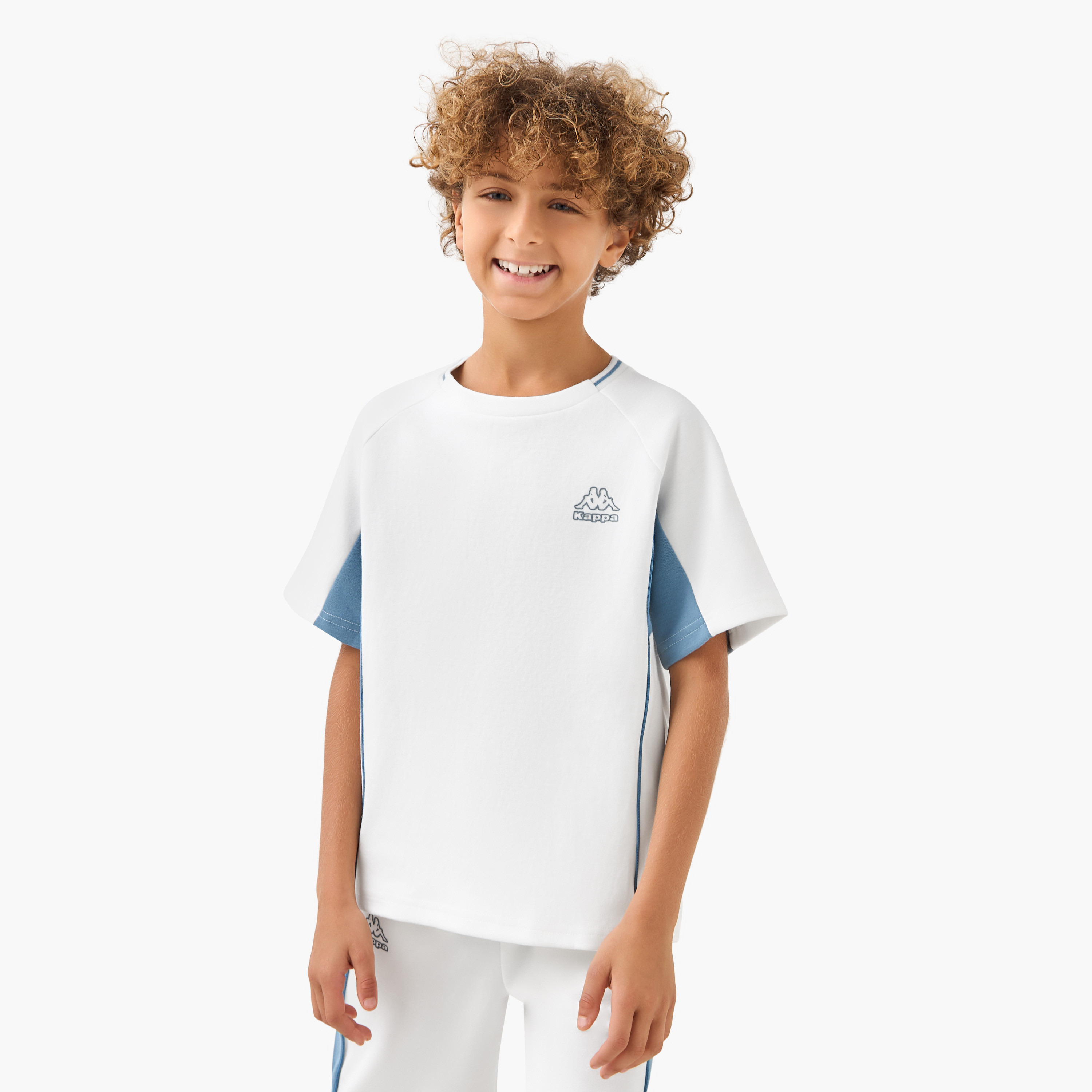 Kappa Crew Neck Short Sleeves T-shirt and Shorts Set with Colourblock Design-boys-clothing-setsandcoords-image-2