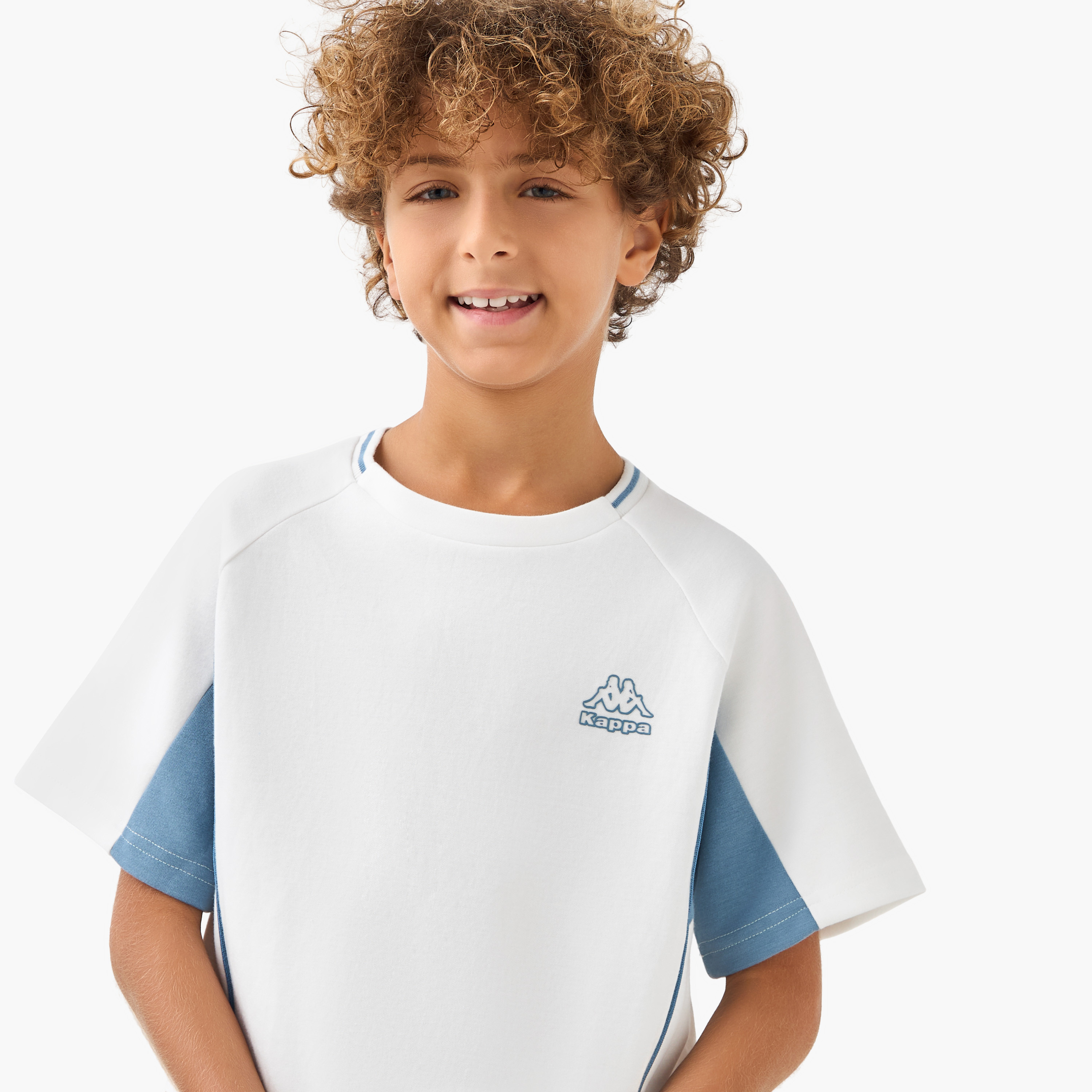Kappa Crew Neck Short Sleeves T-shirt and Shorts Set with Colourblock Design-boys-clothing-setsandcoords-image-5