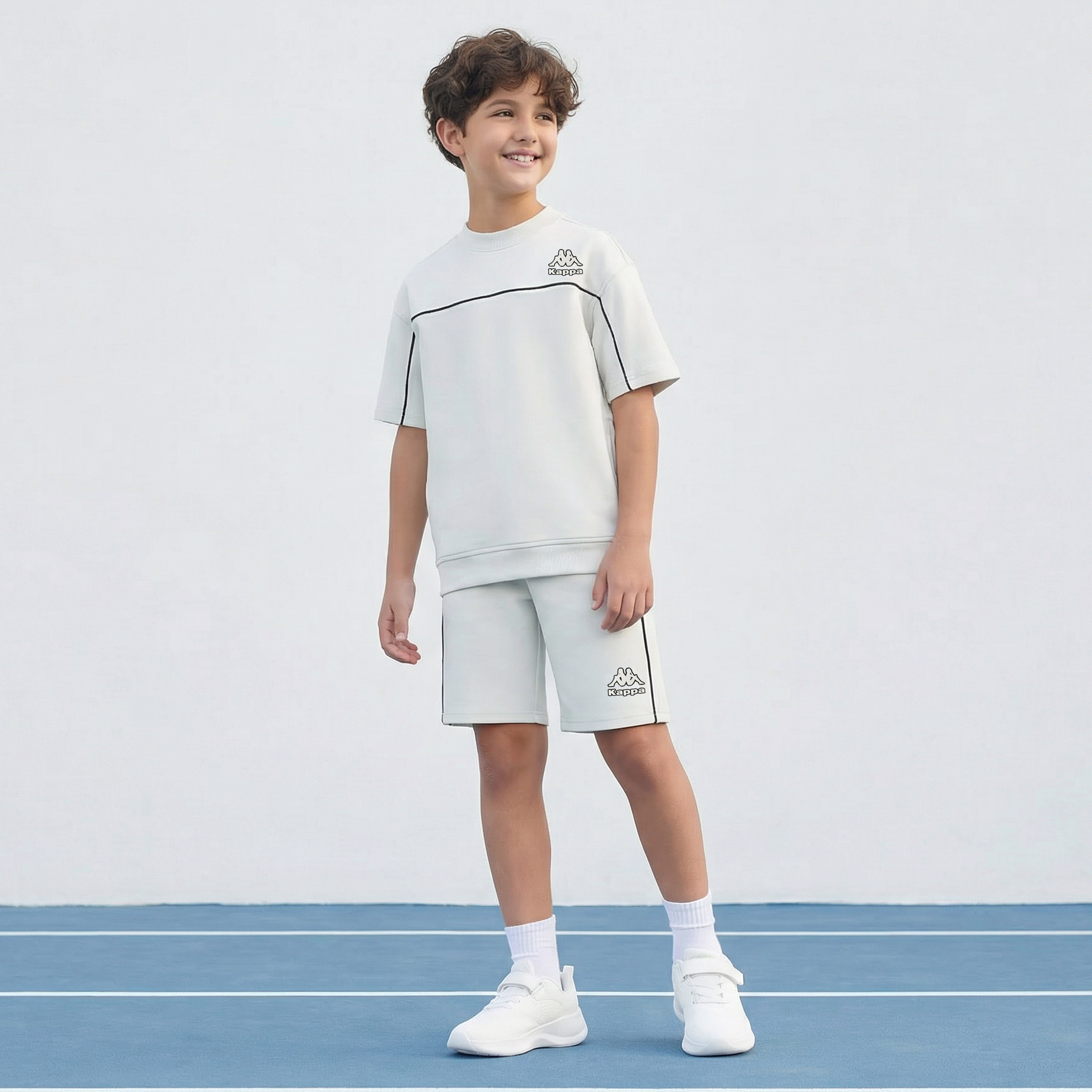 Kappa Crew Neck Short Sleeves T-Shirt and Shorts Set with Piping Detail-sports-boys-clothing-sets-image-1