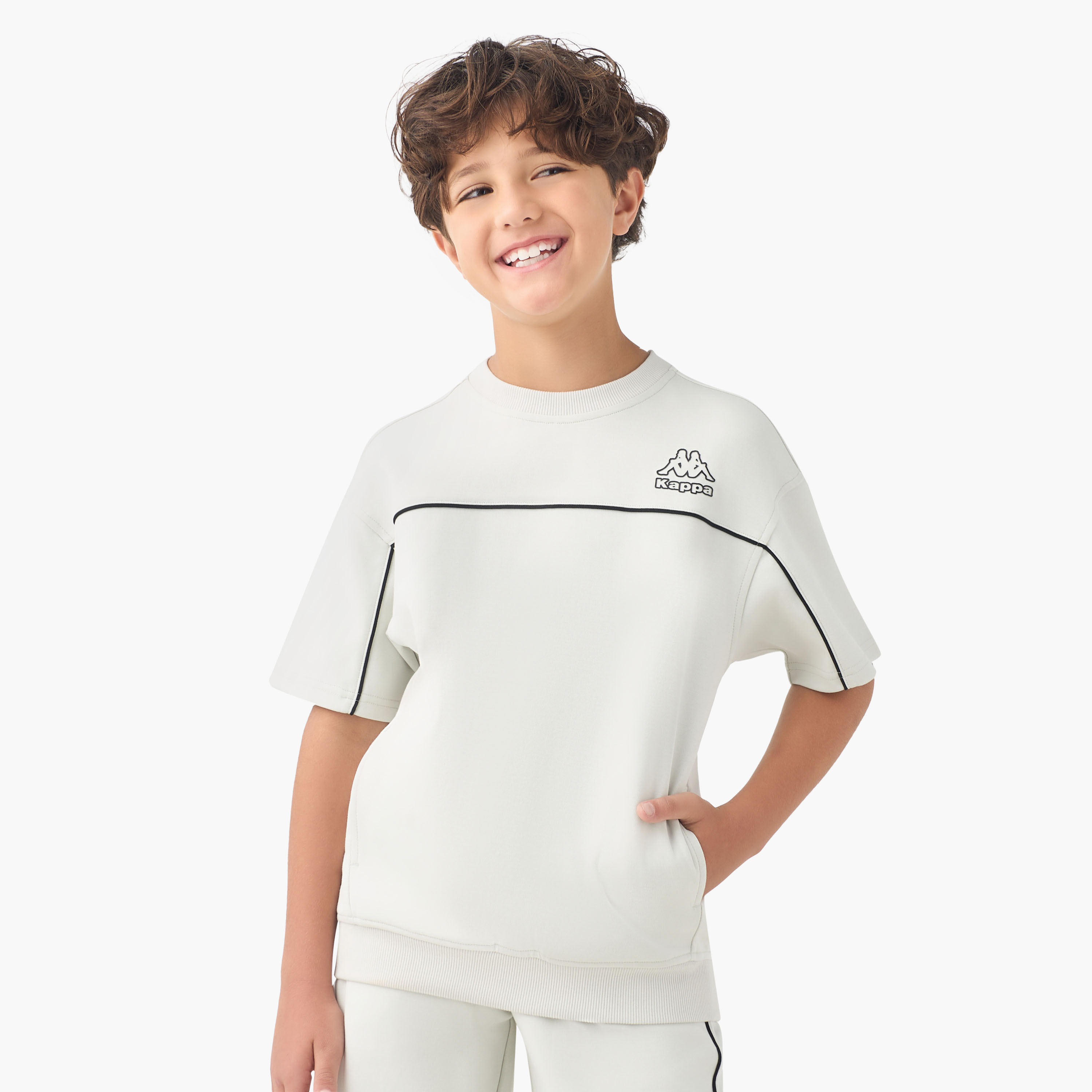 Kappa Crew Neck Short Sleeves T-Shirt and Shorts Set with Piping Detail-sports-boys-clothing-sets-image-2