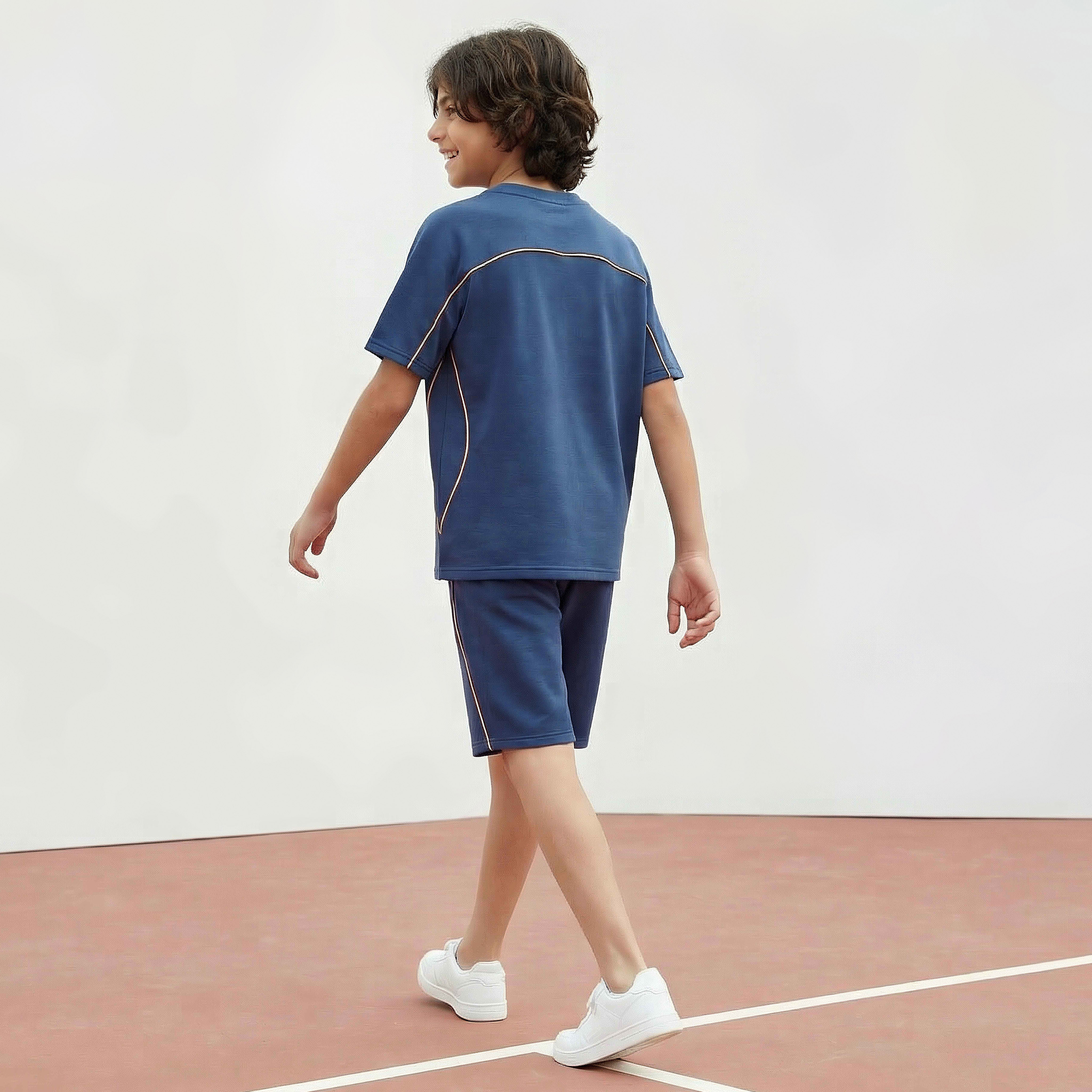 Kappa Crew Neck Short Sleeves T-shirt and Shorts Set with Slogan Print-boys-clothing-sportswear-sets-image-3