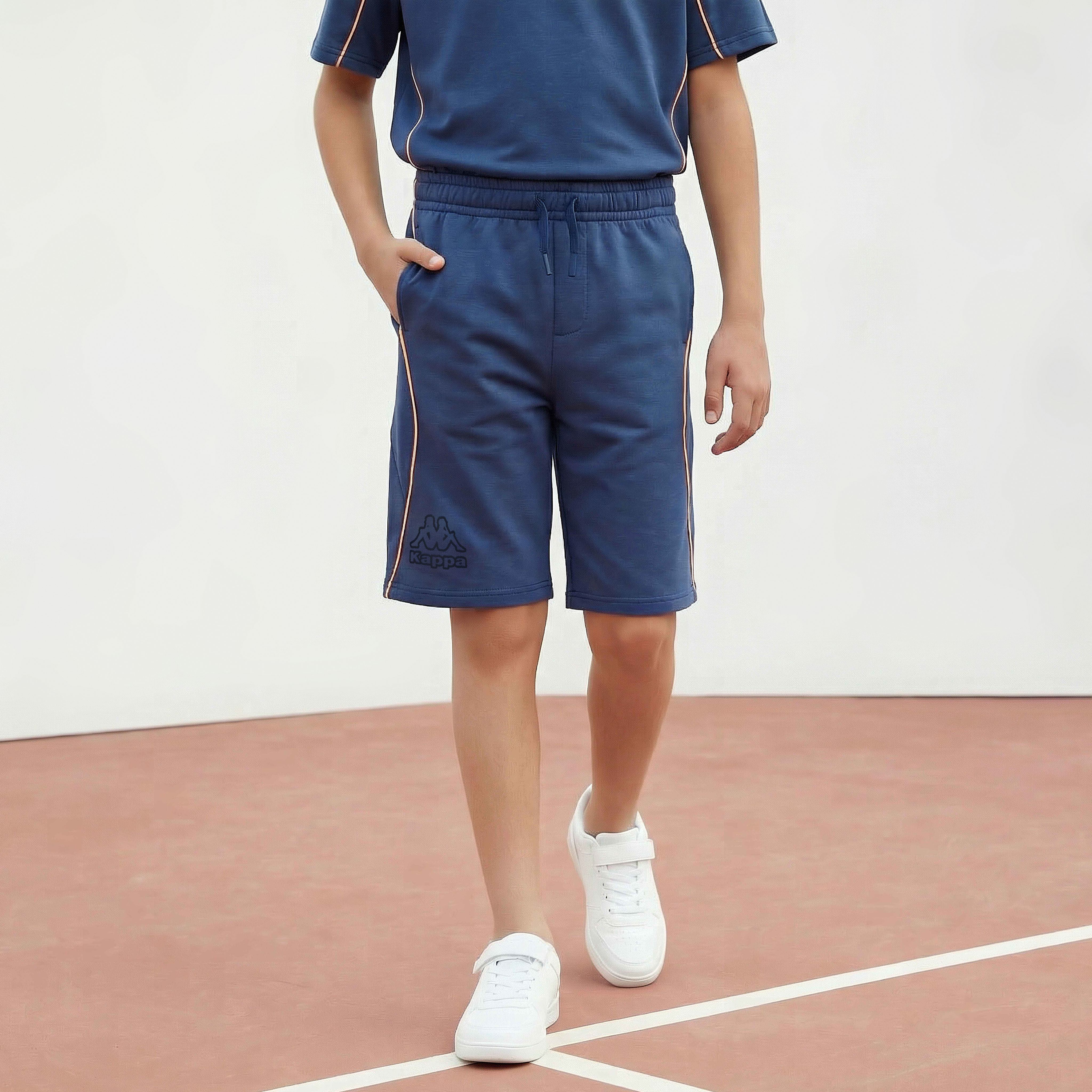 Kappa Crew Neck Short Sleeves T-shirt and Shorts Set with Slogan Print-boys-clothing-sportswear-sets-image-4