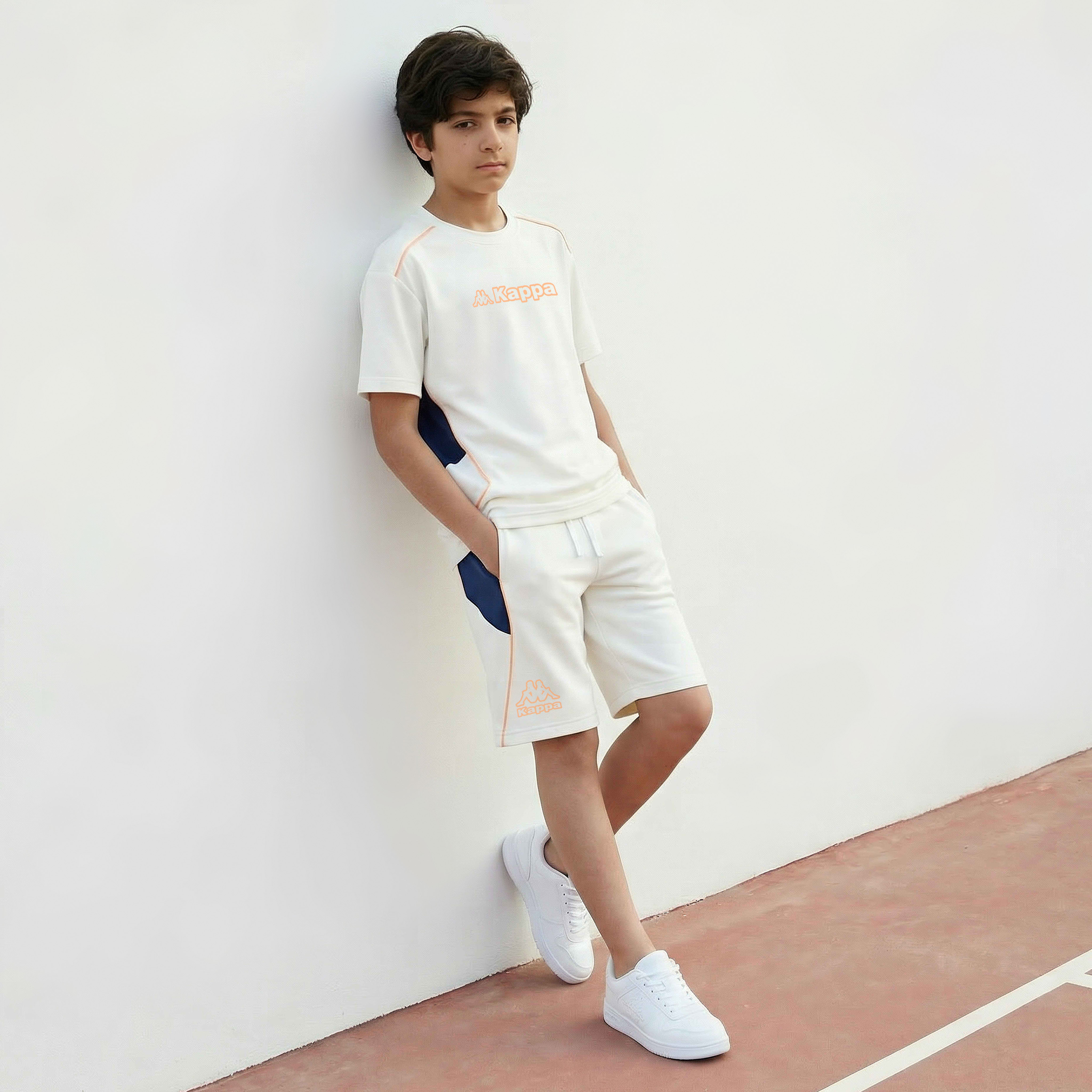 Kappa Crew Neck Short Sleeves T-shirt and Shorts Set with Colourblock Panel-sports-boys-clothing-sets-image-1