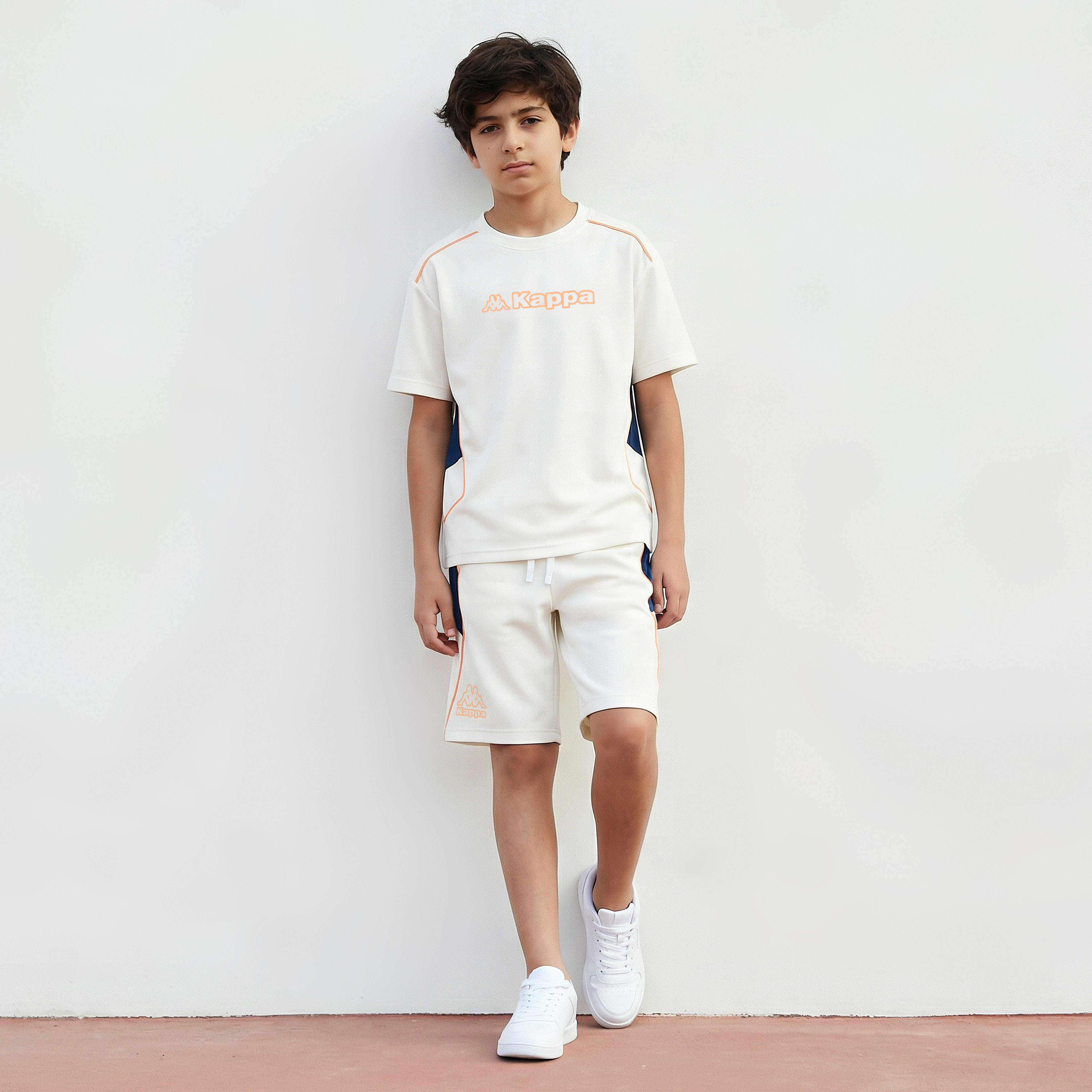 Kappa Crew Neck Short Sleeves T-shirt and Shorts Set with Colourblock Panel-sports-boys-clothing-sets-image-7