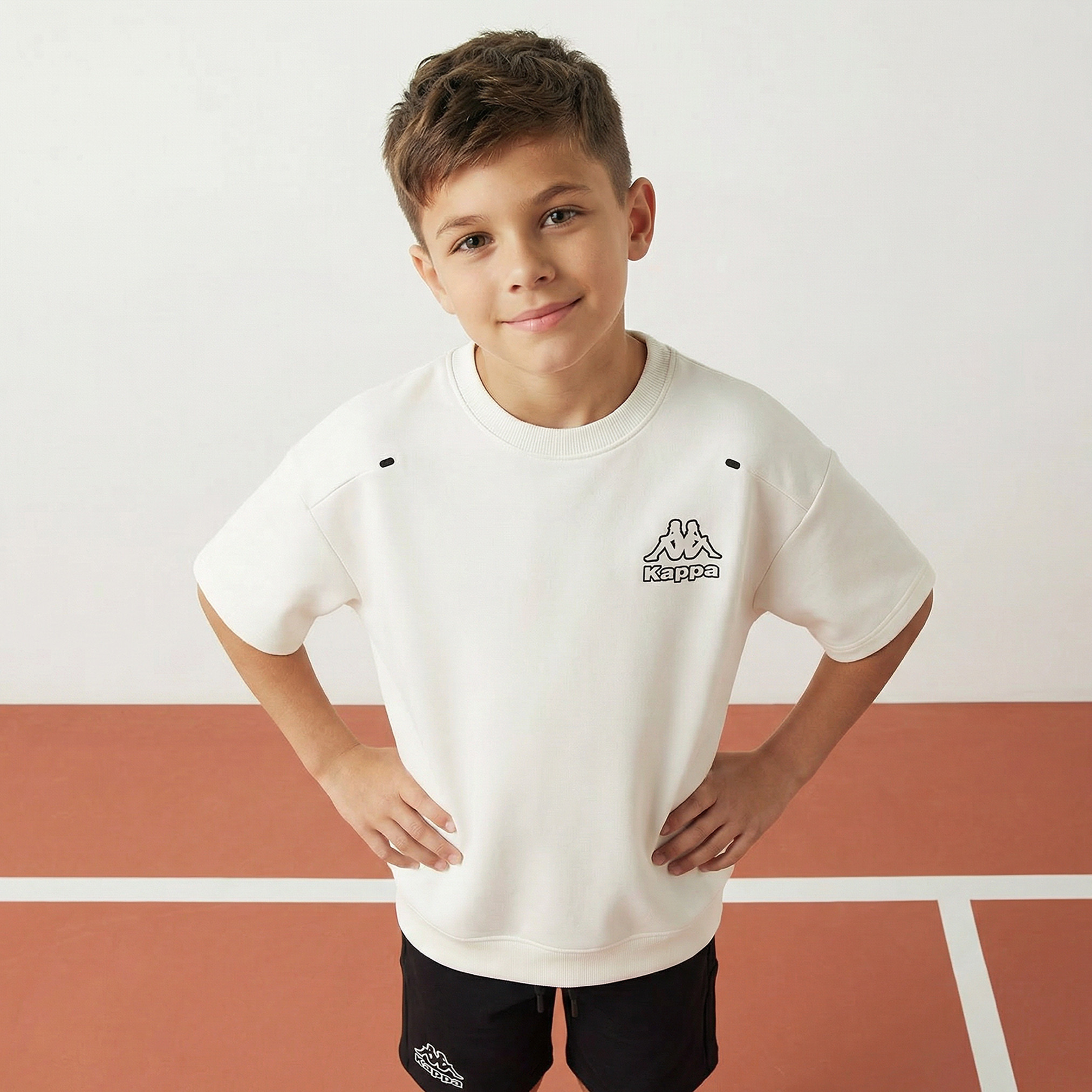 Kappa Crew Neck Short Sleeves T-shirt and Shorts Set with Logo Print-boys-clothing-sportswear-sets-image-2