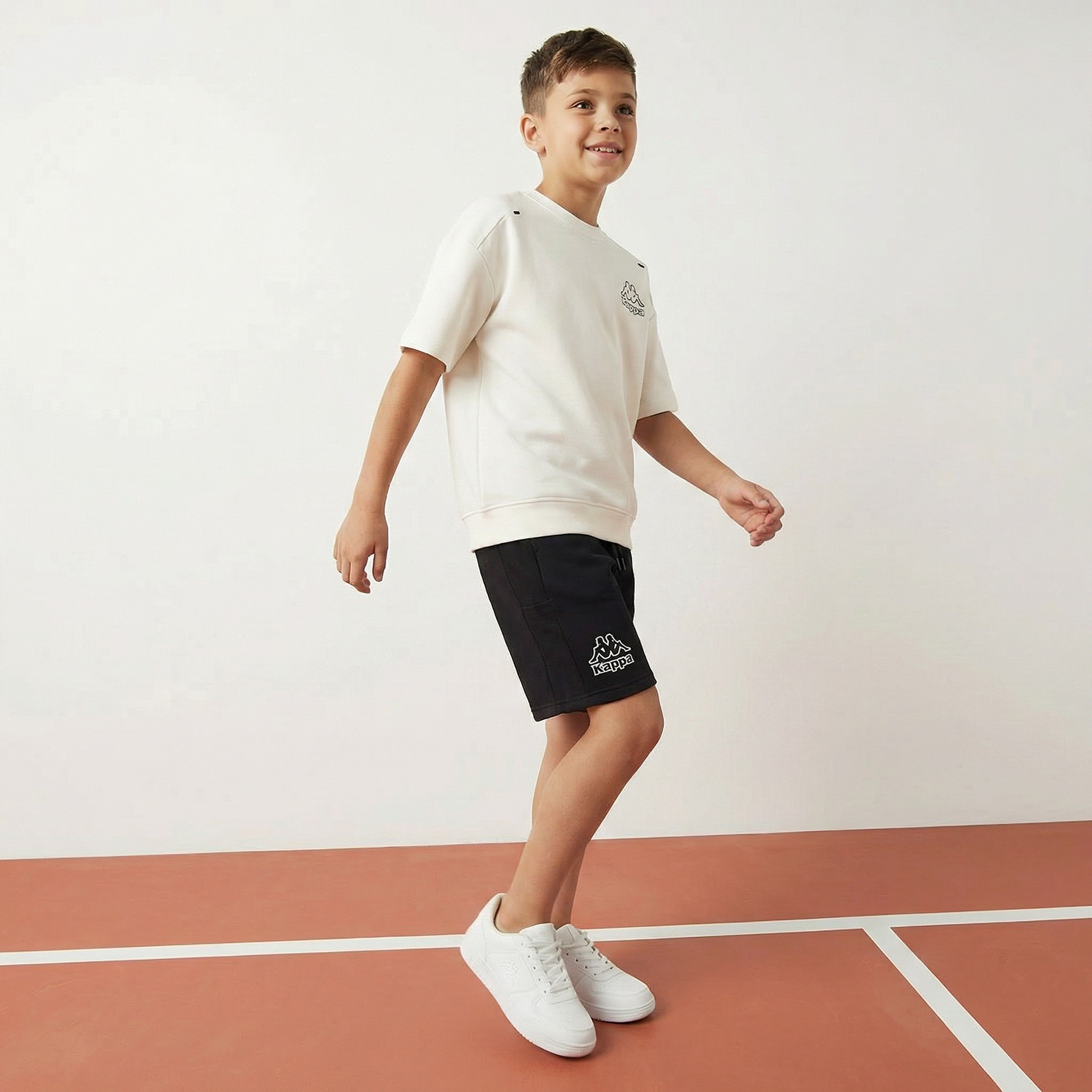 Kappa Crew Neck Short Sleeves T-shirt and Shorts Set with Logo Print-boys-clothing-sportswear-sets-image-7